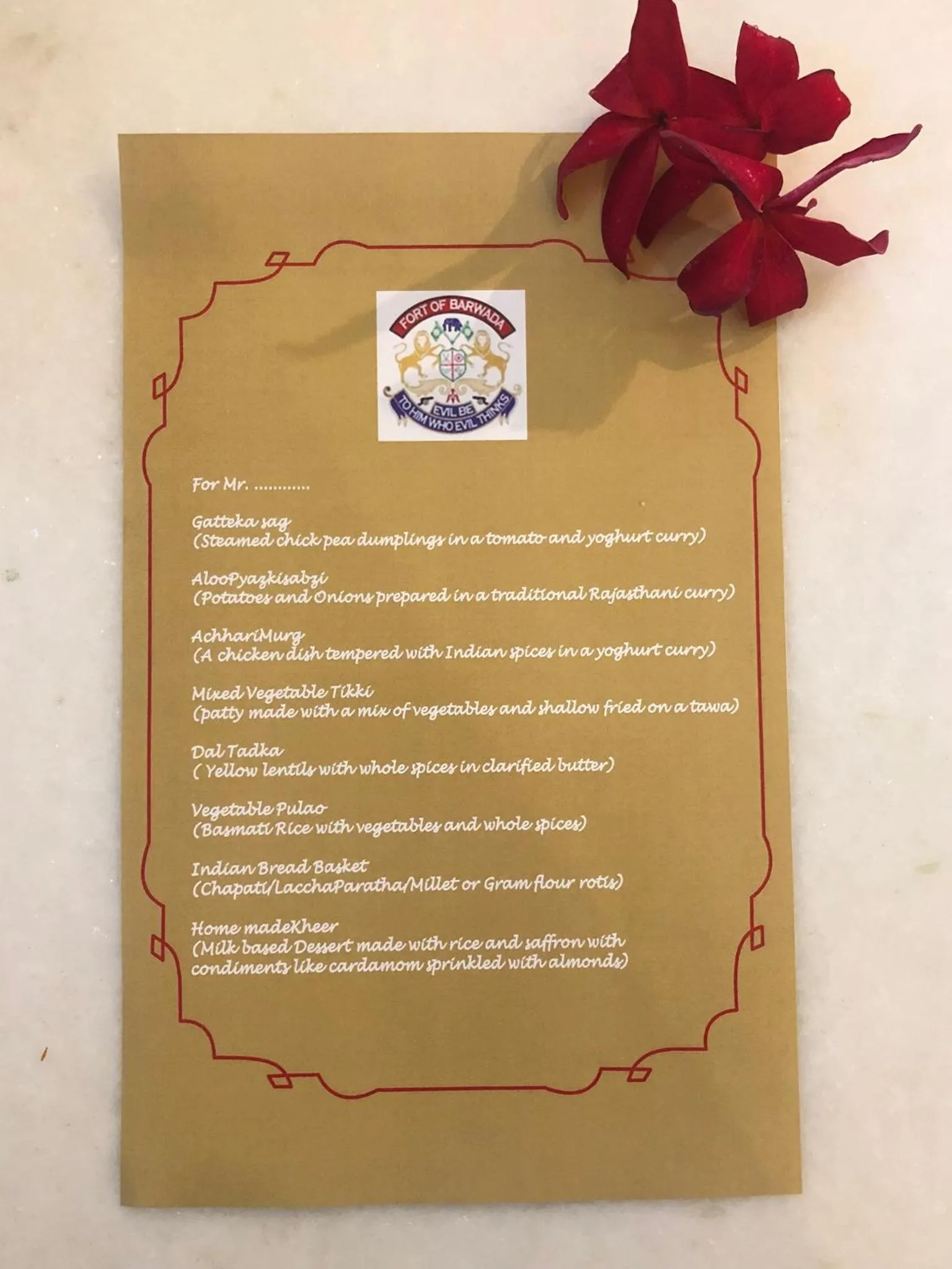 Dinner in Barwara Kothi