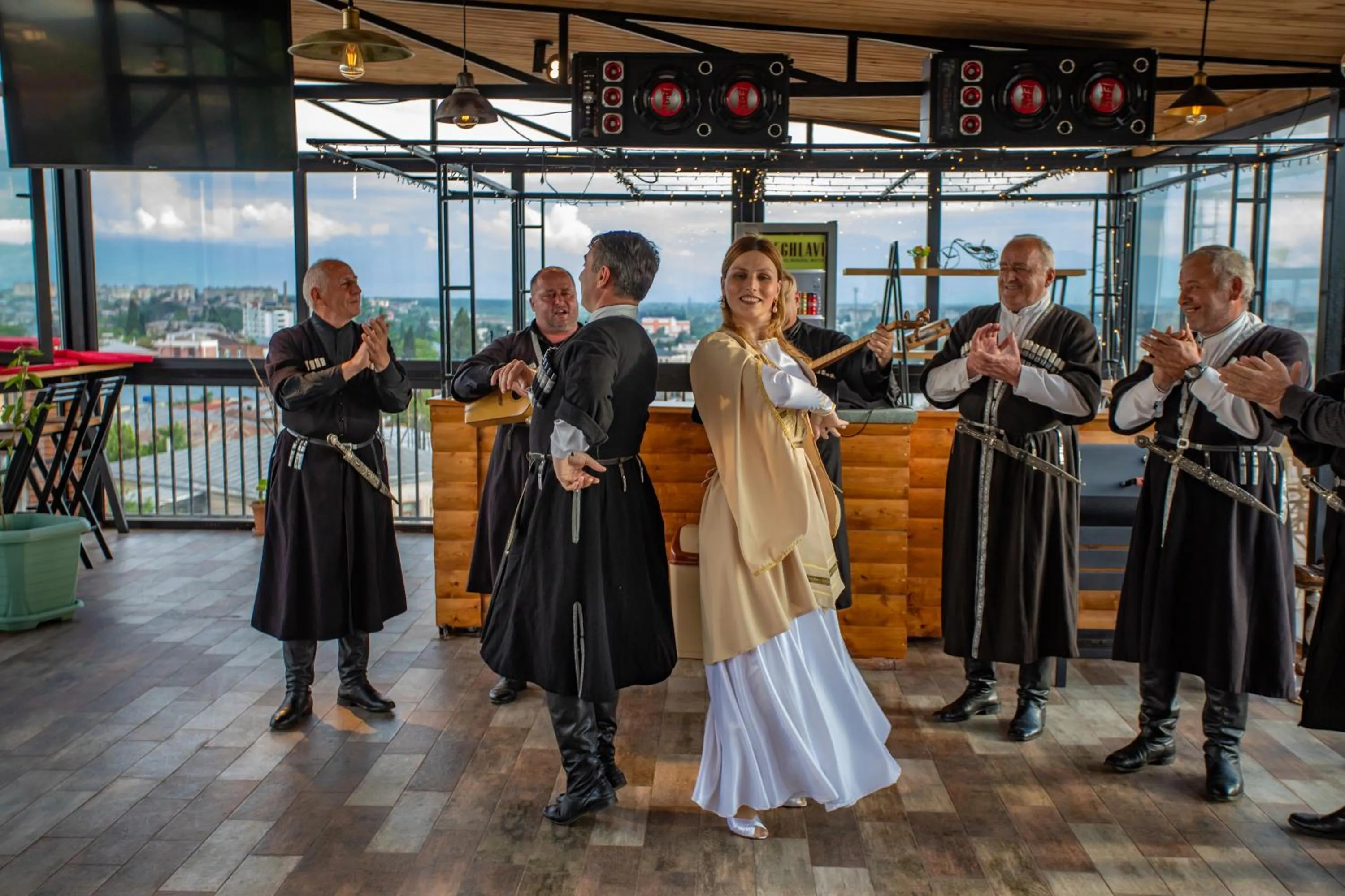 People in Hotel Terrace Kutaisi