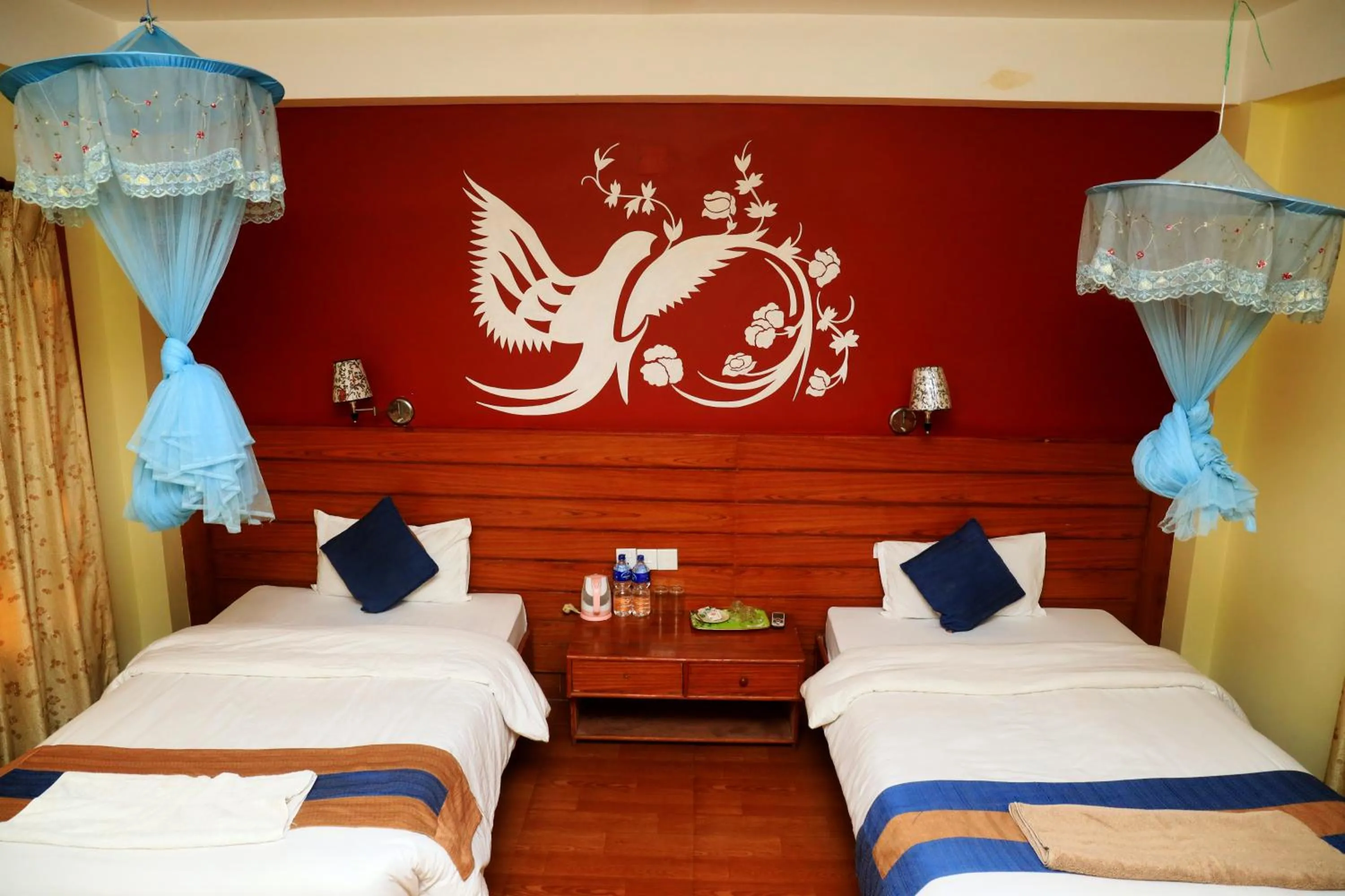 Photo of the whole room, Bed in Chitwan Forest Resort with swimming pool , Chitwan National Park