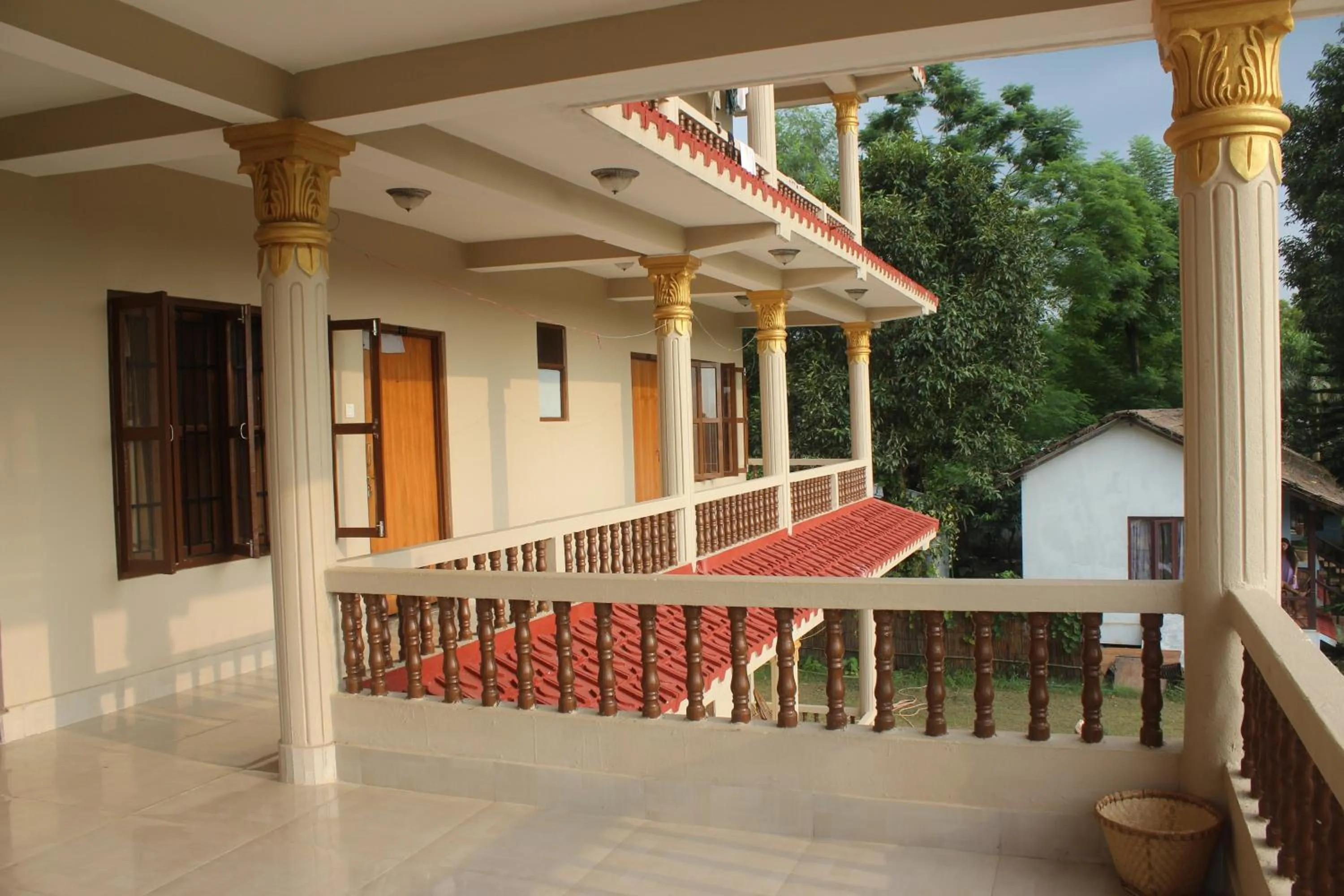 Balcony/Terrace in Chitwan Forest Resort with swimming pool , Chitwan National Park