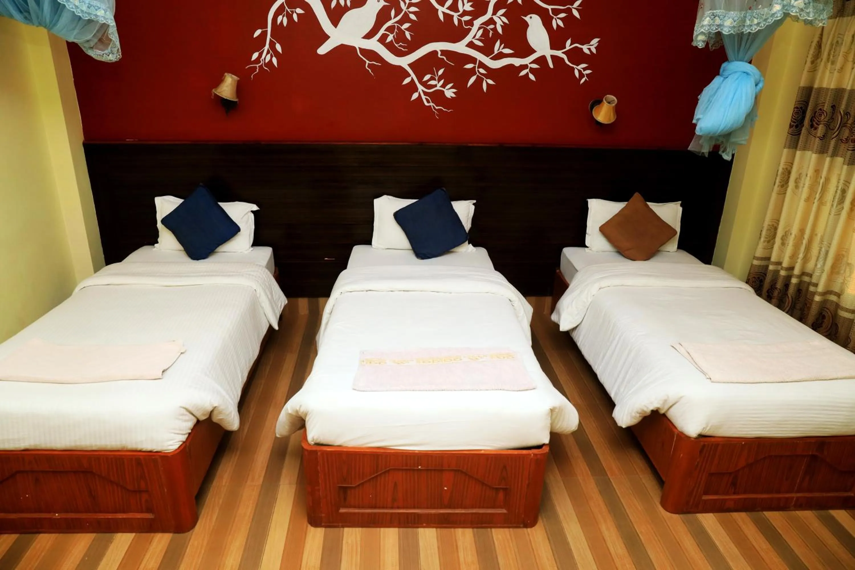 Bedroom, Bed in Chitwan Forest Resort with swimming pool , Chitwan National Park