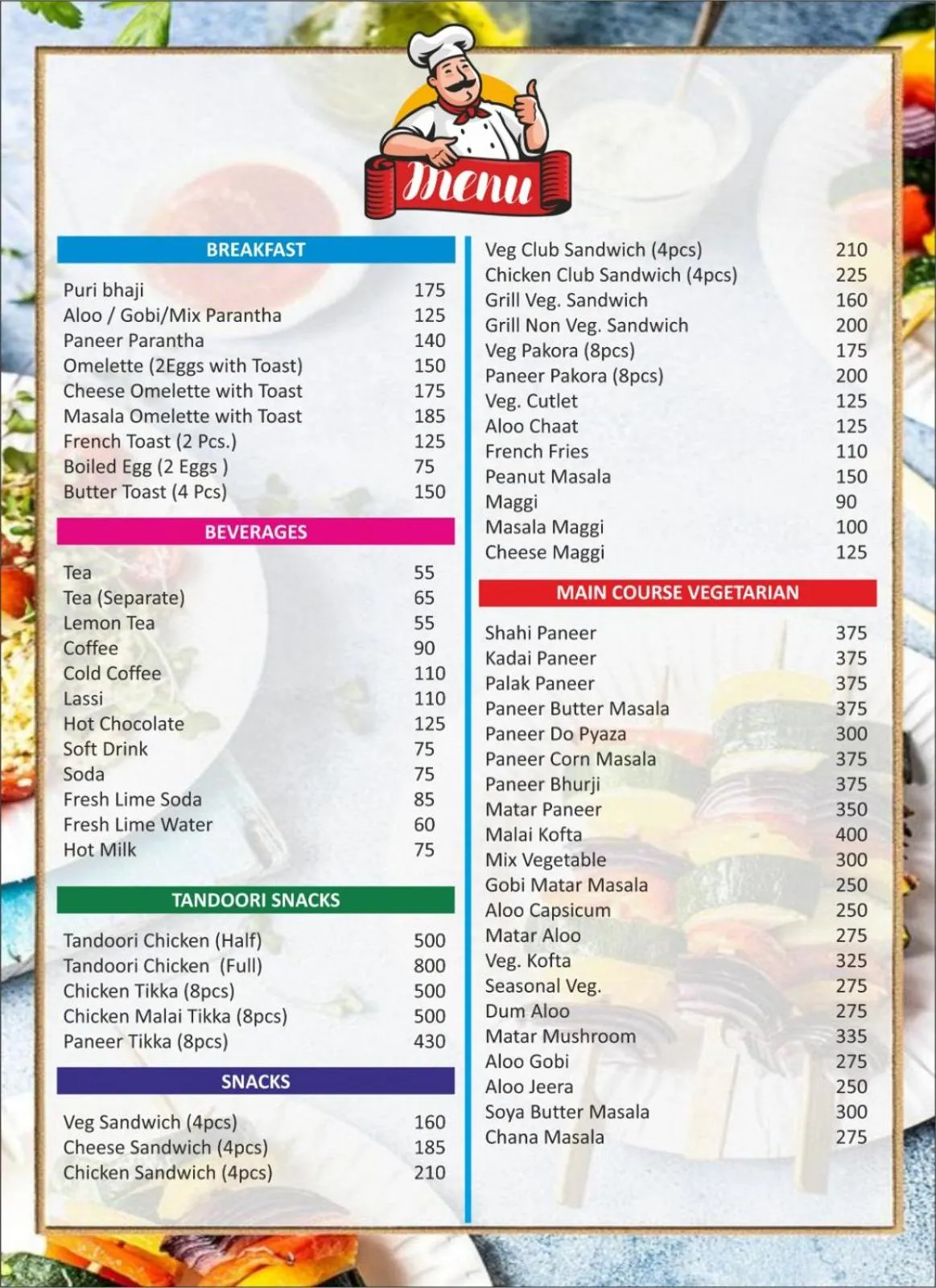 Food and drinks in Blue Pine Resort