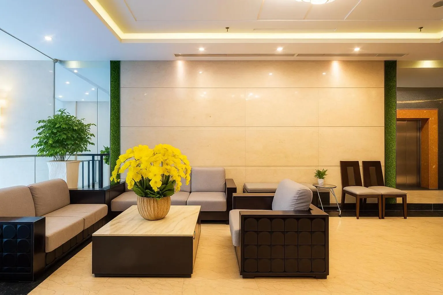 Seating area in White Lotus Hotel Saigon
