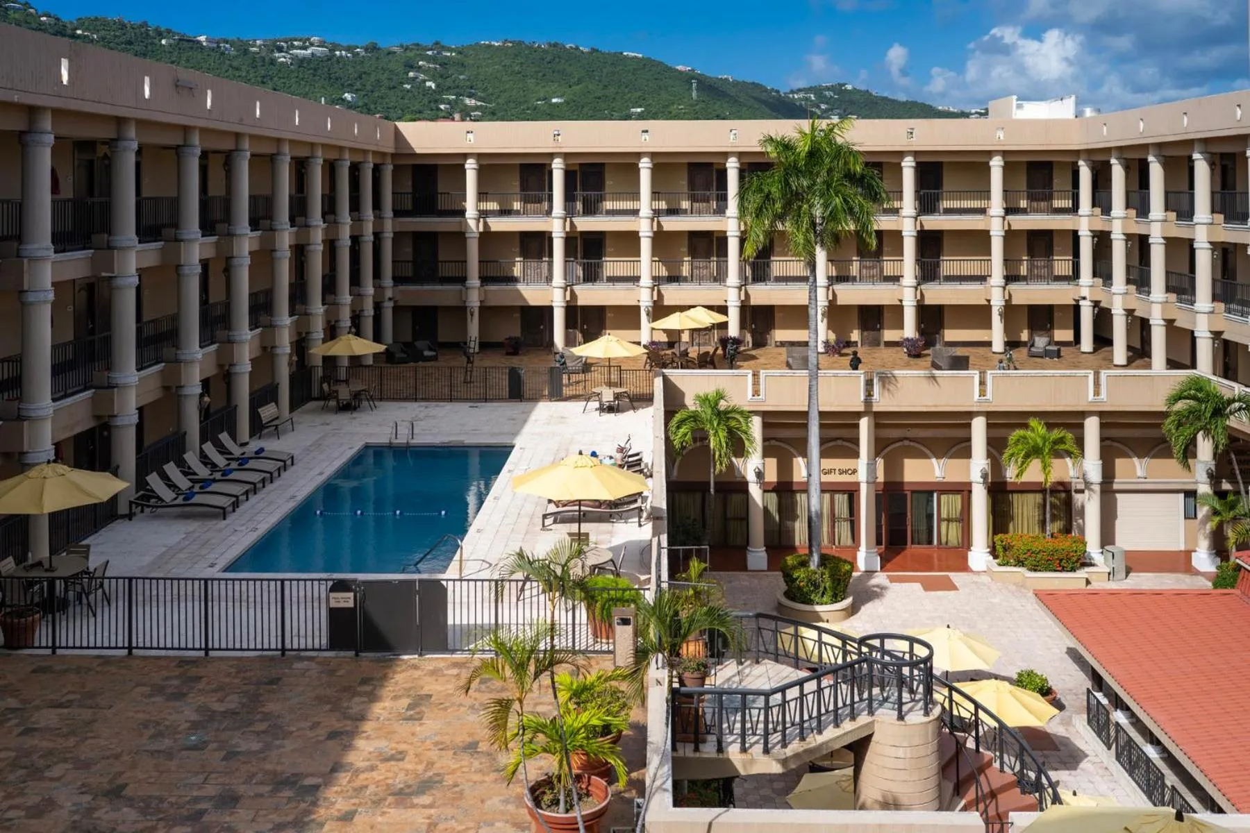 Inner courtyard view in Windward Passage Hotel