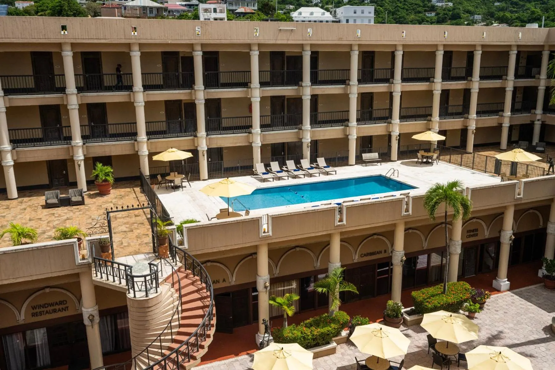 Inner courtyard view in Windward Passage Hotel