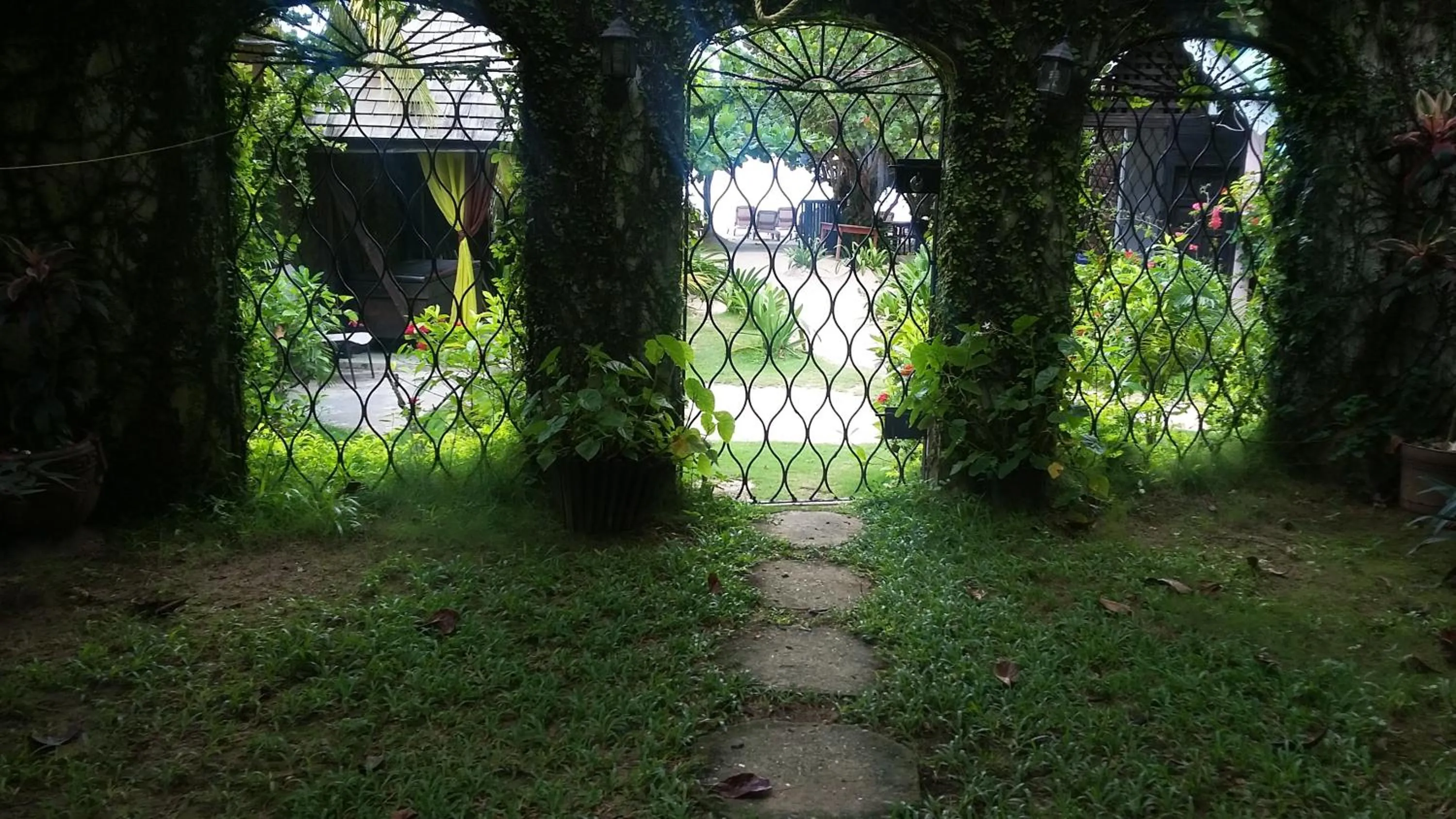 Garden view in Firefly Beach Cottages