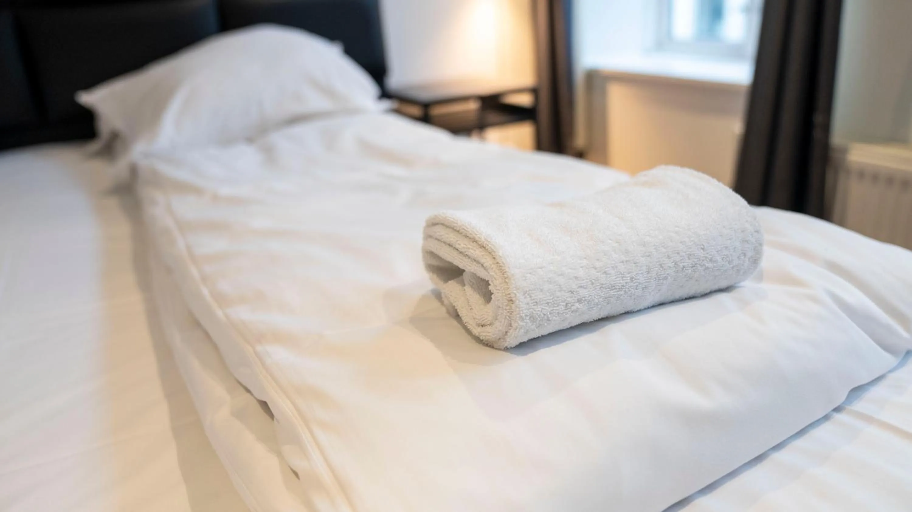 towels, Bed in A Hotels City
