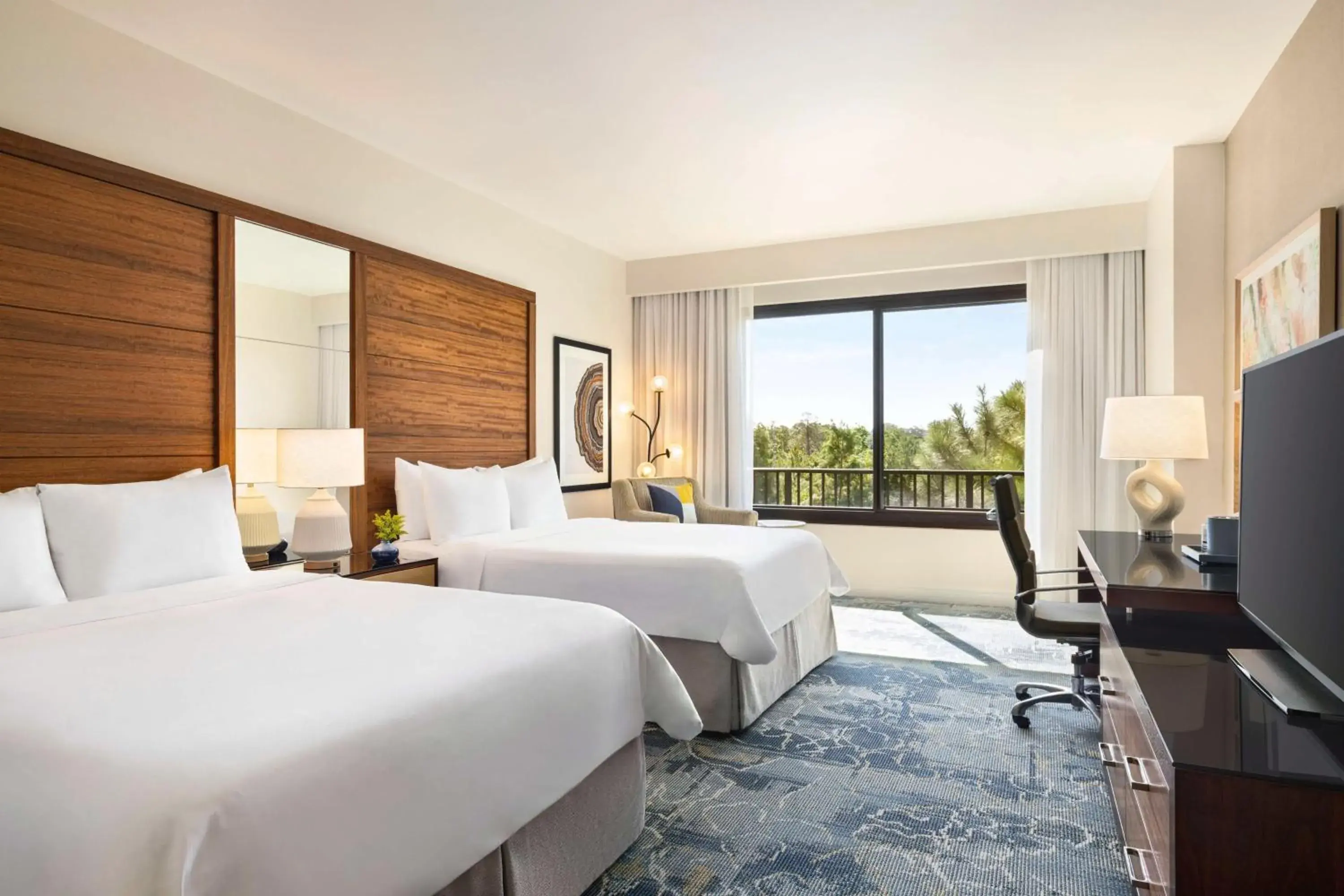 Queen Room with Two Queen Beds and Roll-In Shower - Mobility Access in The Woodlands Resort, Curio Collection by Hilton Queen Room with Two Queen Beds and Roll-In Shower - Mobility Access in The Woodlands Resort, Curio Collection by Hilton