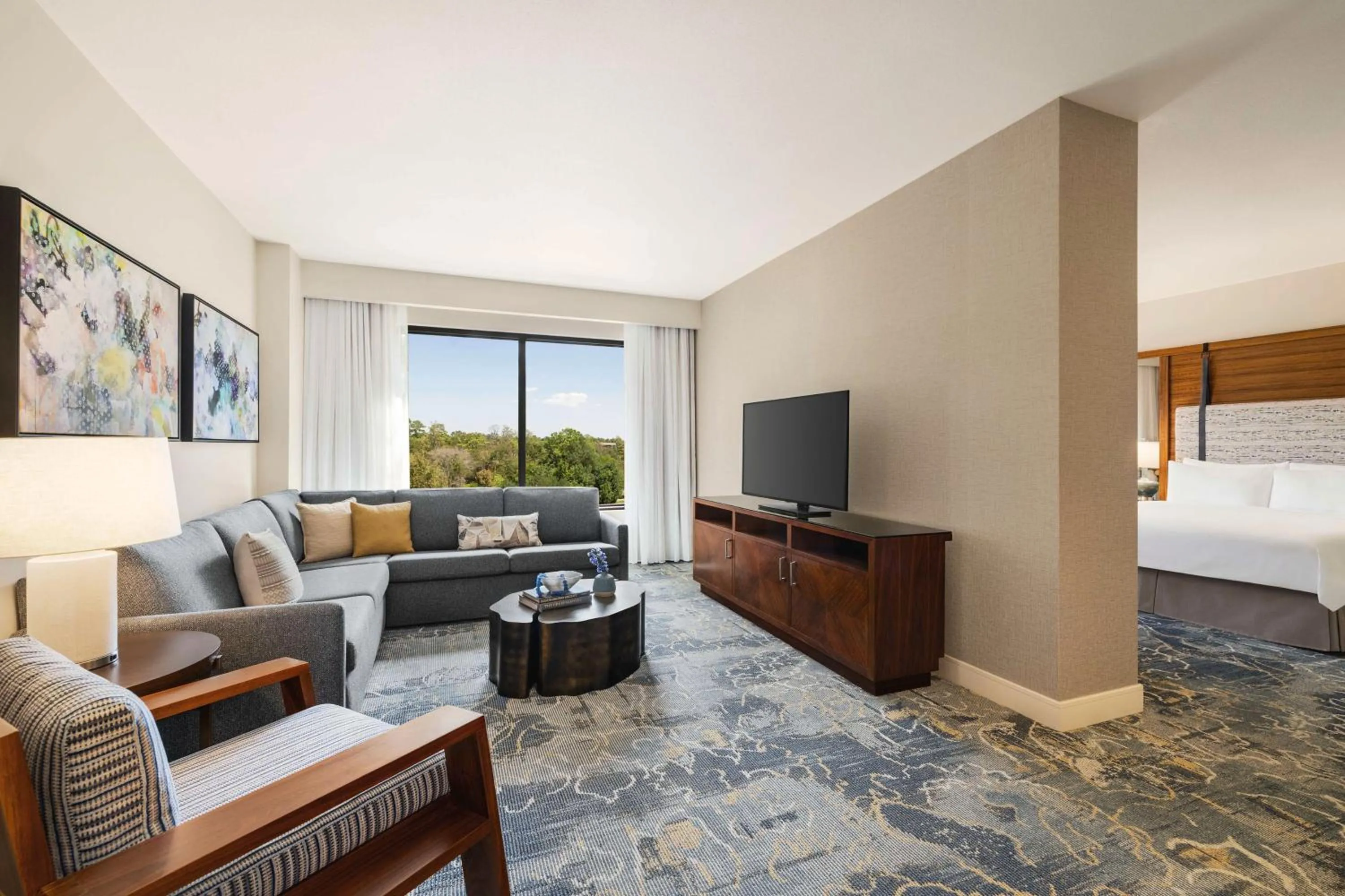 View (from property/room), Bed in The Woodlands Resort, Curio Collection by Hilton