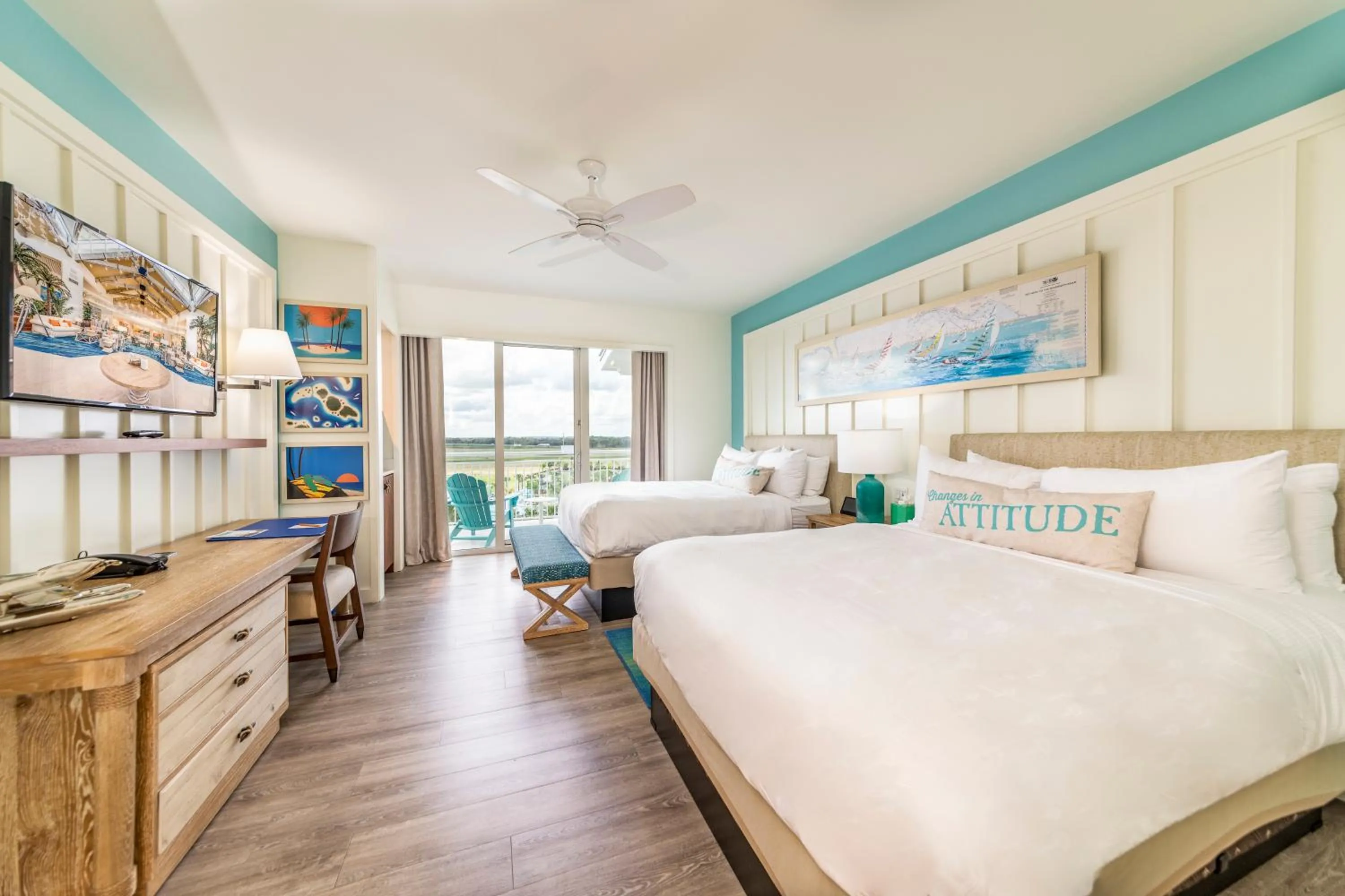 Bedroom, Bed in Margaritaville Resort Orlando with H2O Waterpark