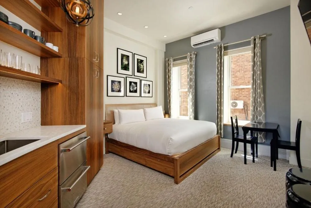 Bedroom, Bed in Independence Square 212, Studio with Beautiful Finishes. A+ Location in Downtown Aspen