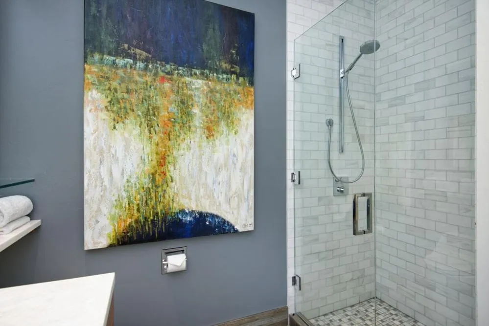 Shower in Independence Square 212, Studio with Beautiful Finishes. A+ Location in Downtown Aspen