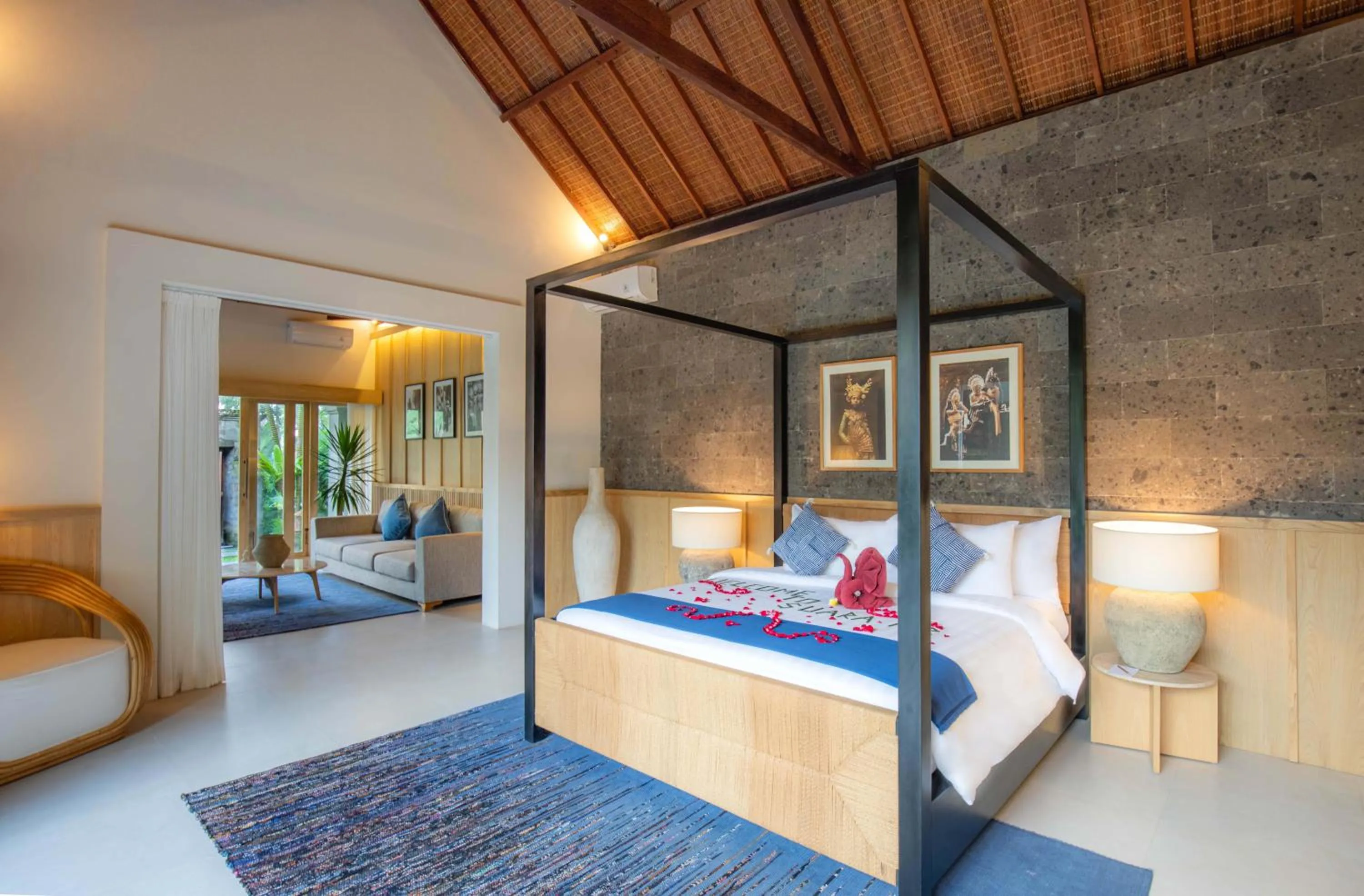 Bed in Suara Air Luxury Villa Ubud
