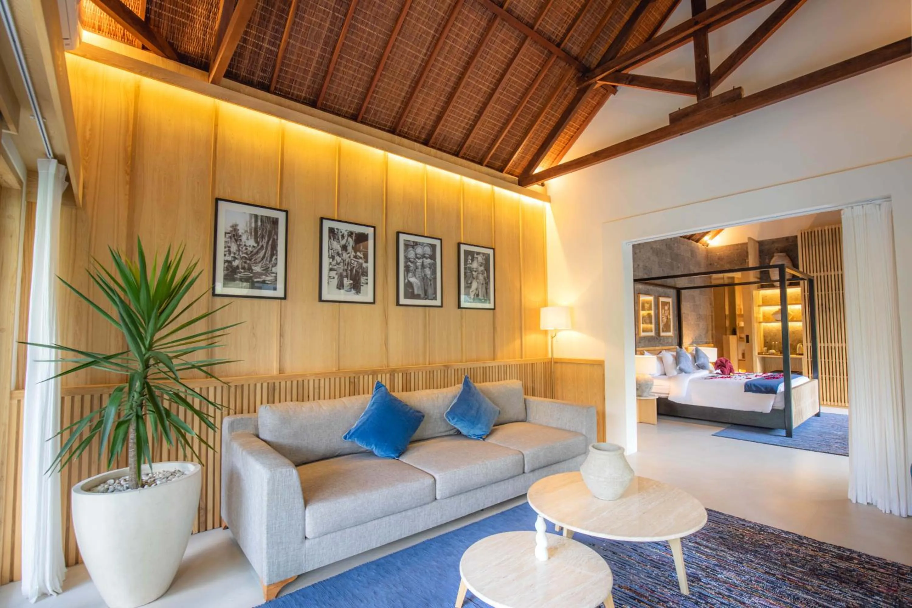 Living room, Bed in Suara Air Luxury Villa Ubud