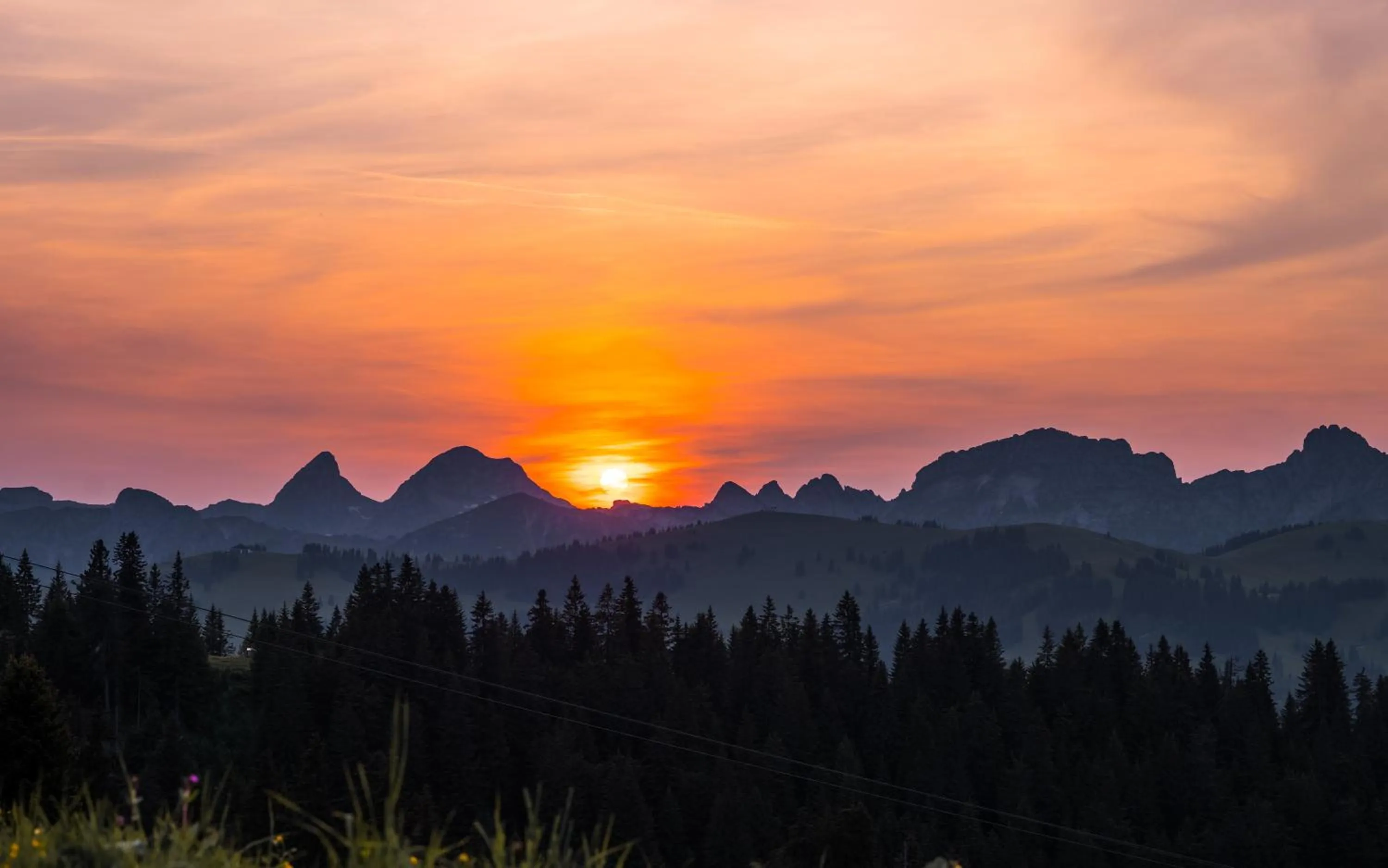 Sunset in Saanen Gstaad Youth Hostel