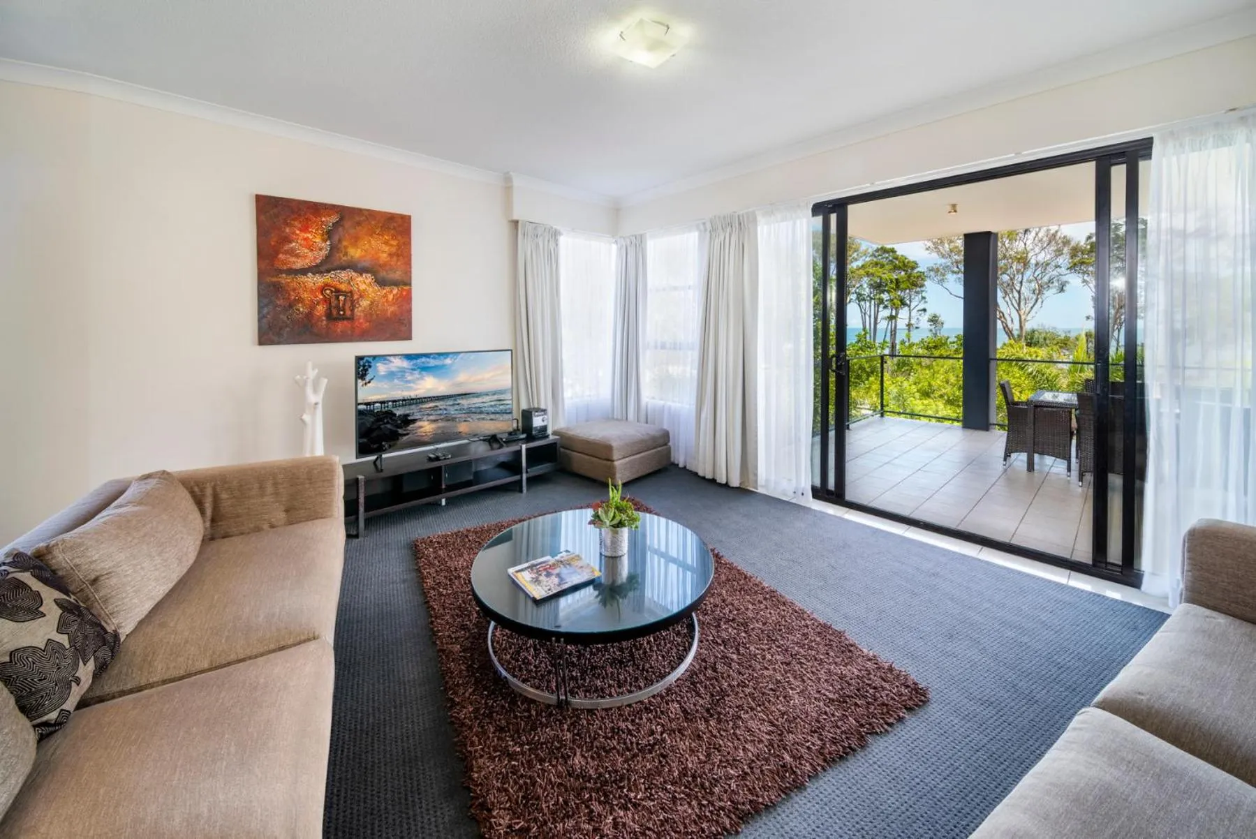 Living room in The Bay Apartments