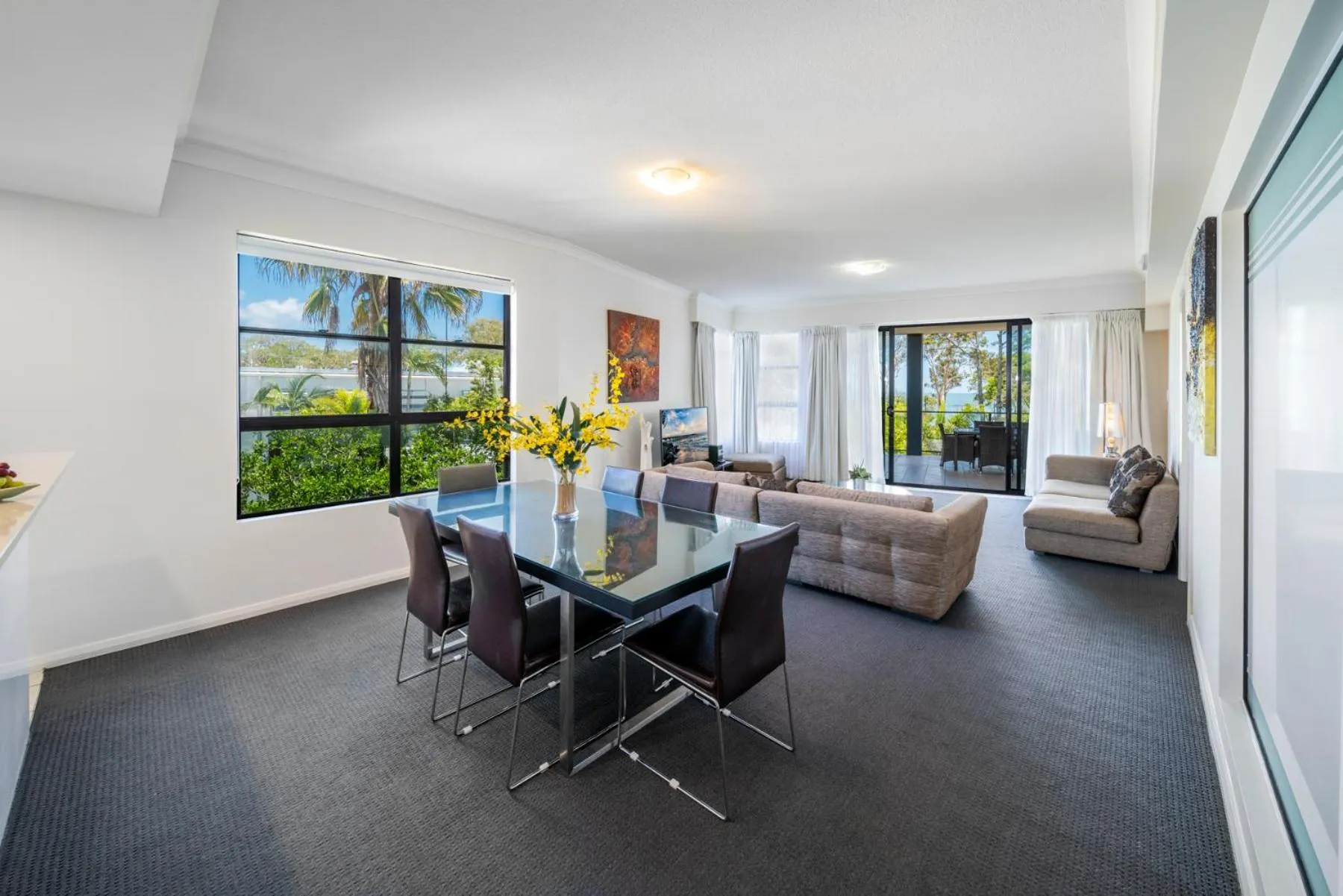 Living room in The Bay Apartments