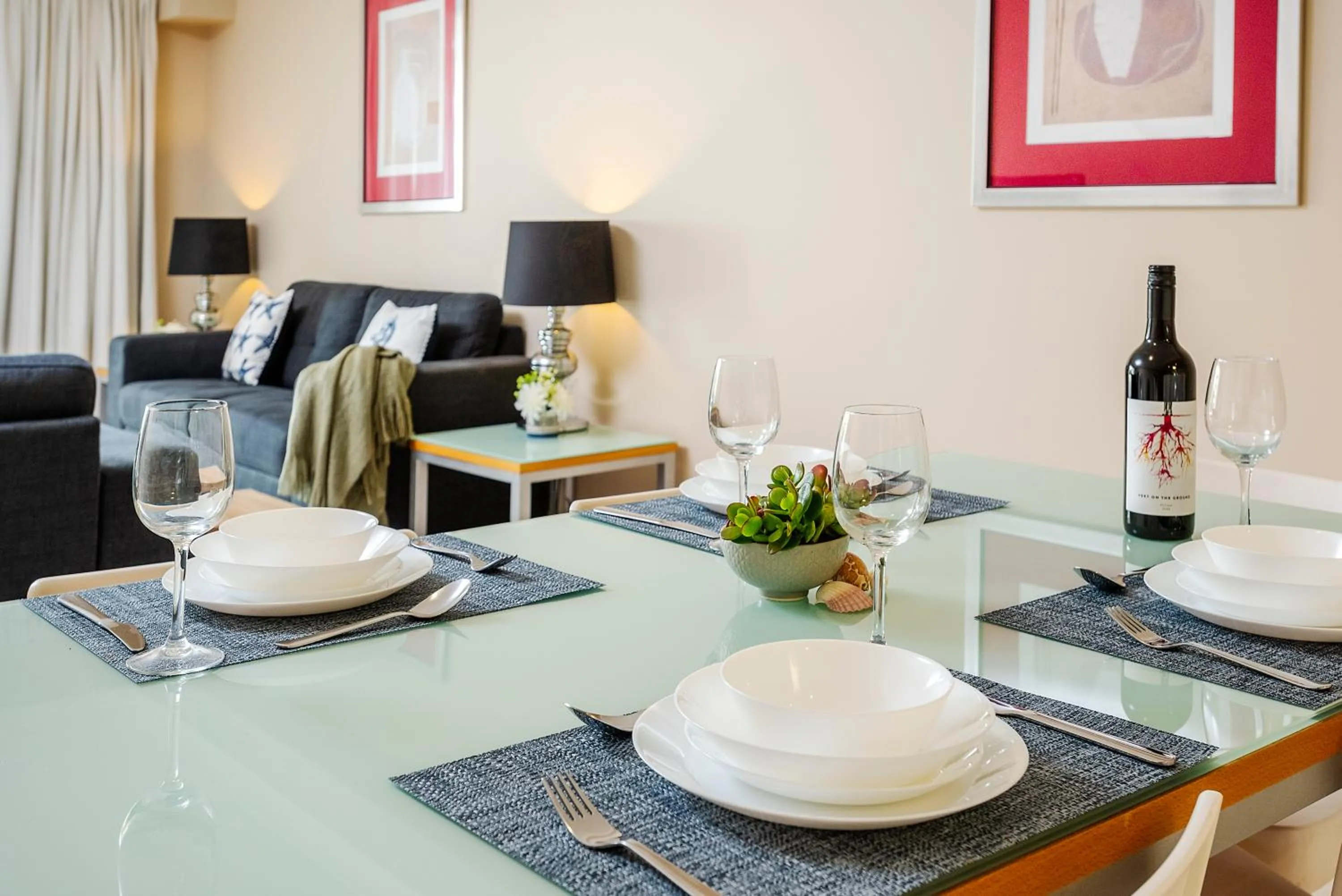 Dining area in The Bay Apartments