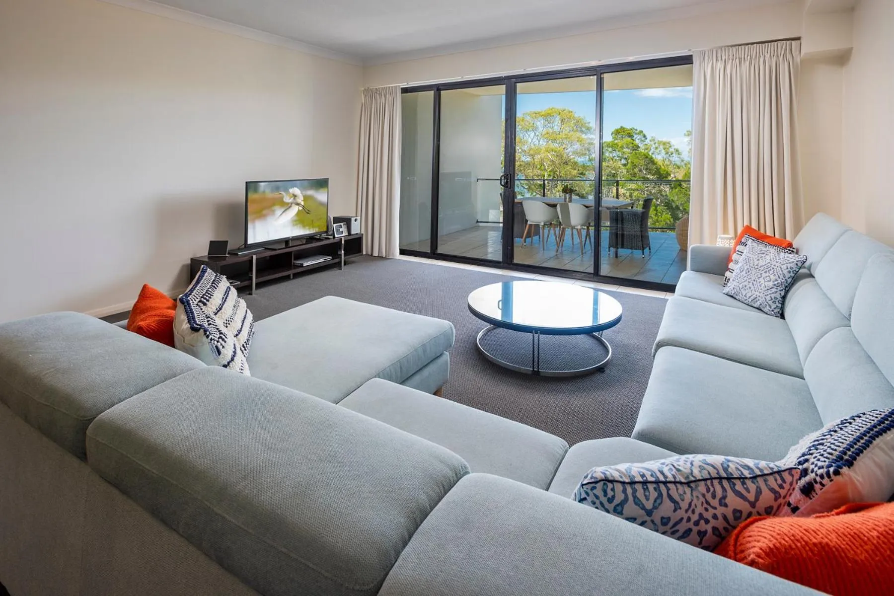 Living room in The Bay Apartments