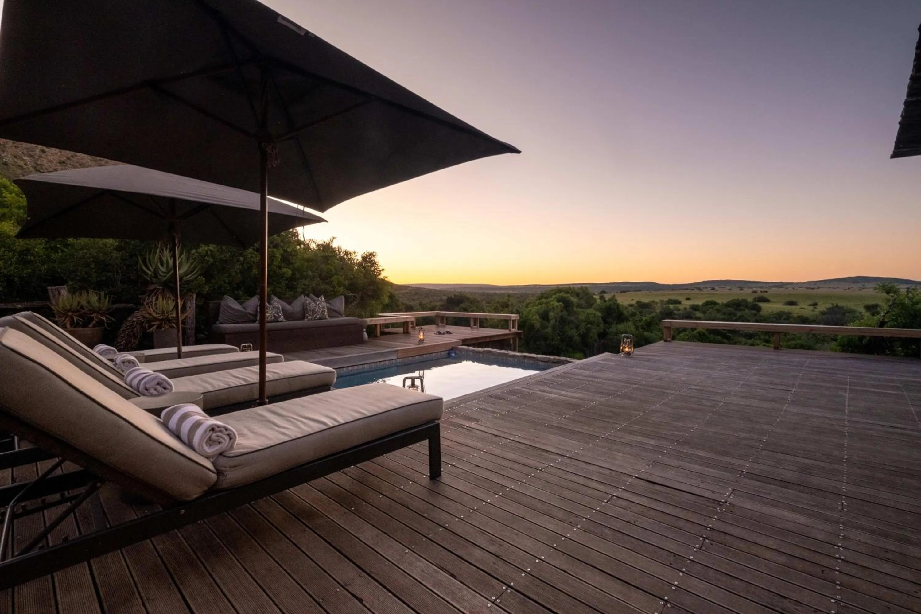 Pool view in HillsNek Safari Camp – Amakhala Game Reserve