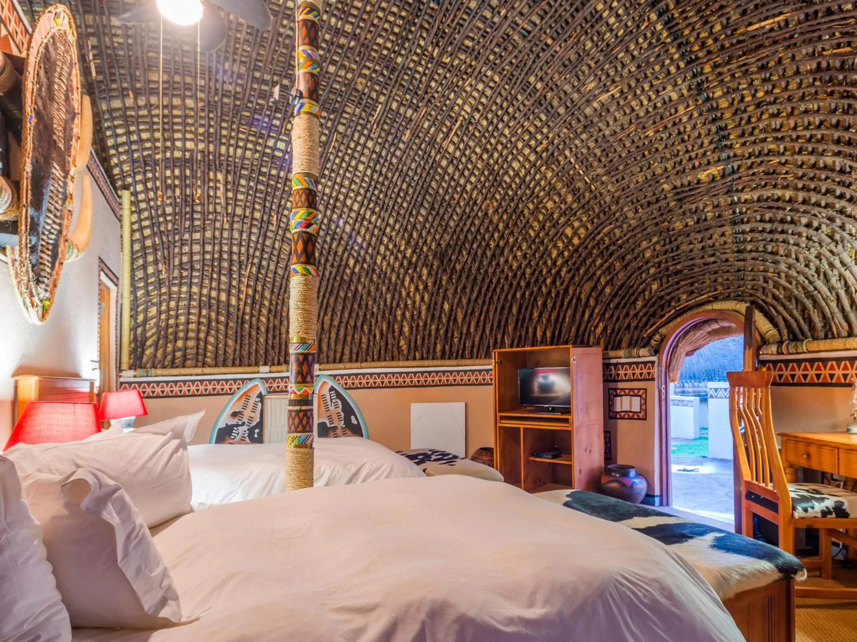 View (from property/room), Bed in aha Lesedi African Lodge & Cultural Village