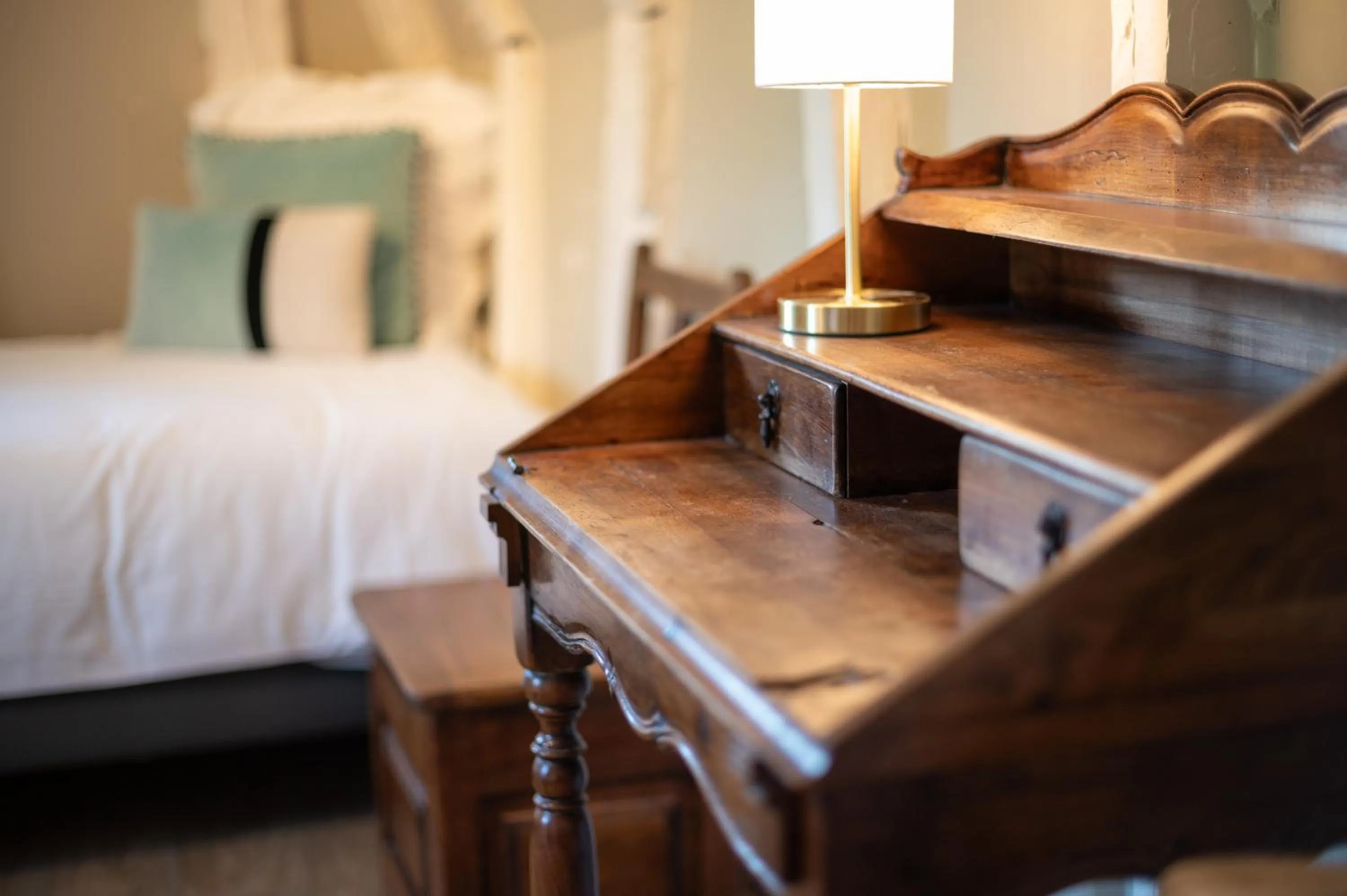Decorative detail, Bed in Hôtel La Couleuvrine Sarlat Centre Ville