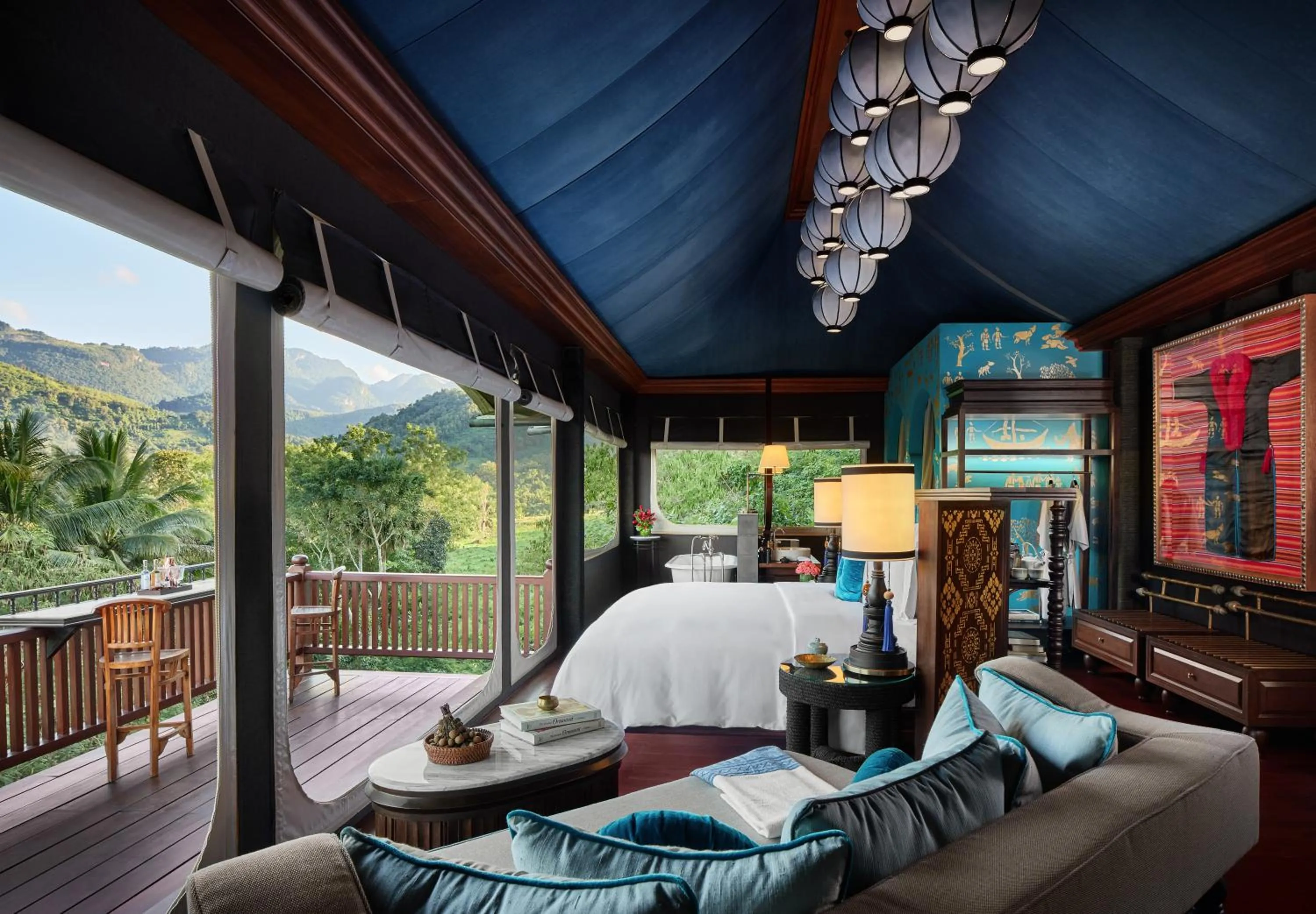 Balcony/Terrace, Bed in Rosewood Luang Prabang