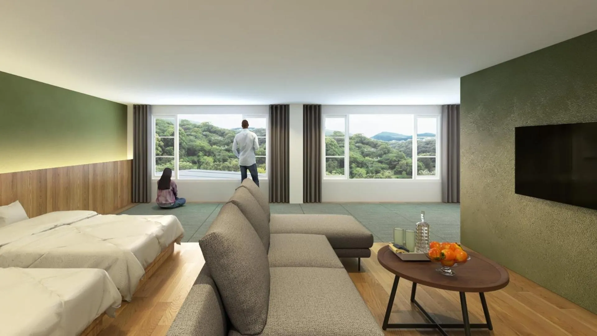 Bed in Hotel Flags Kuju Kusima