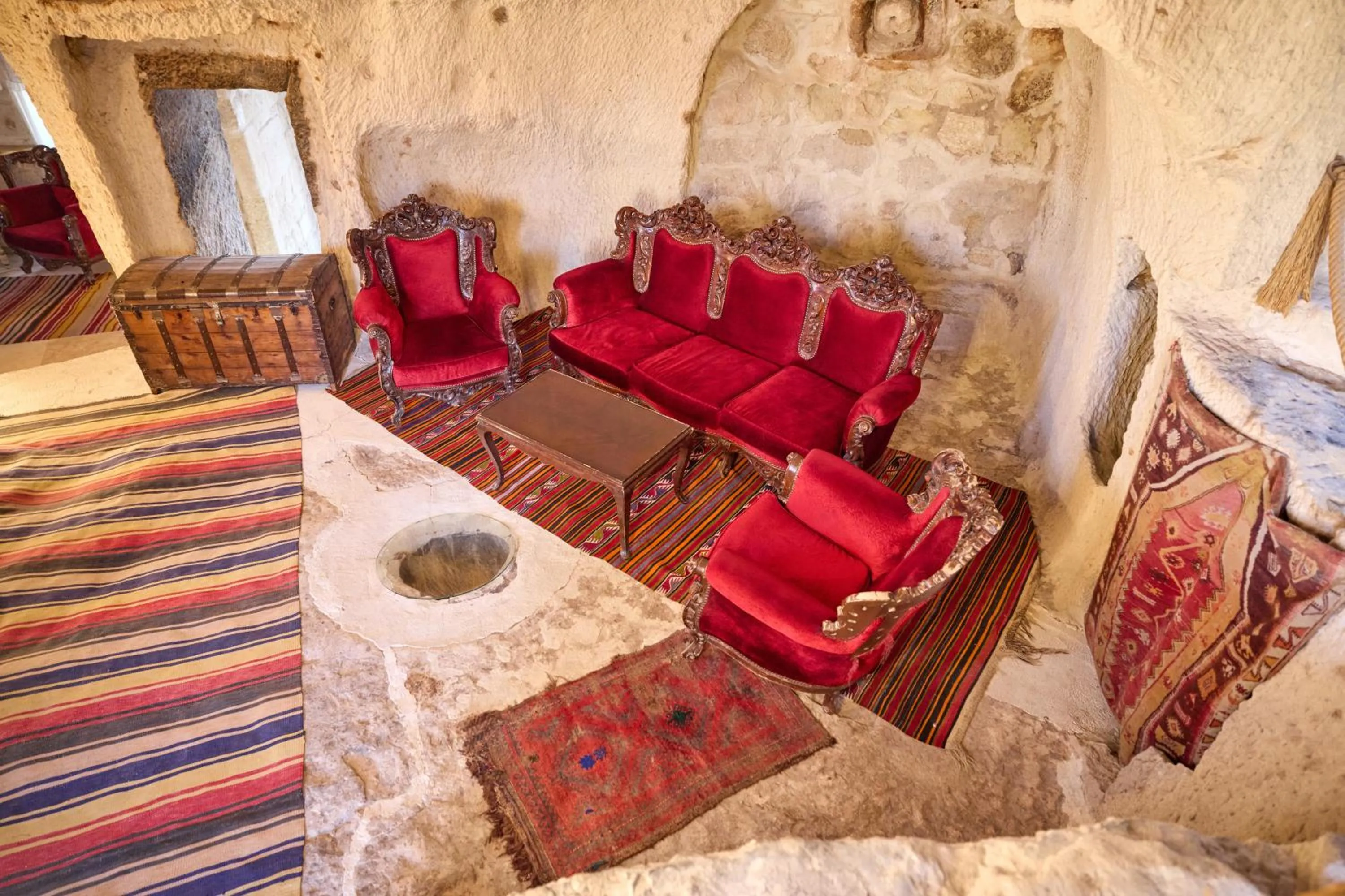 Seating area in Mithra Cave Cappadocia
