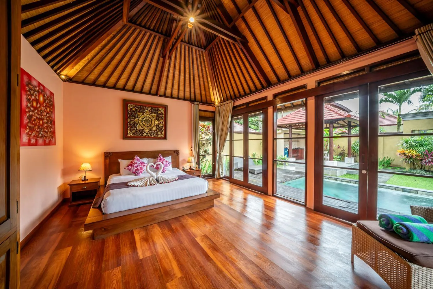 Bed in The Kampung Ubud Villa