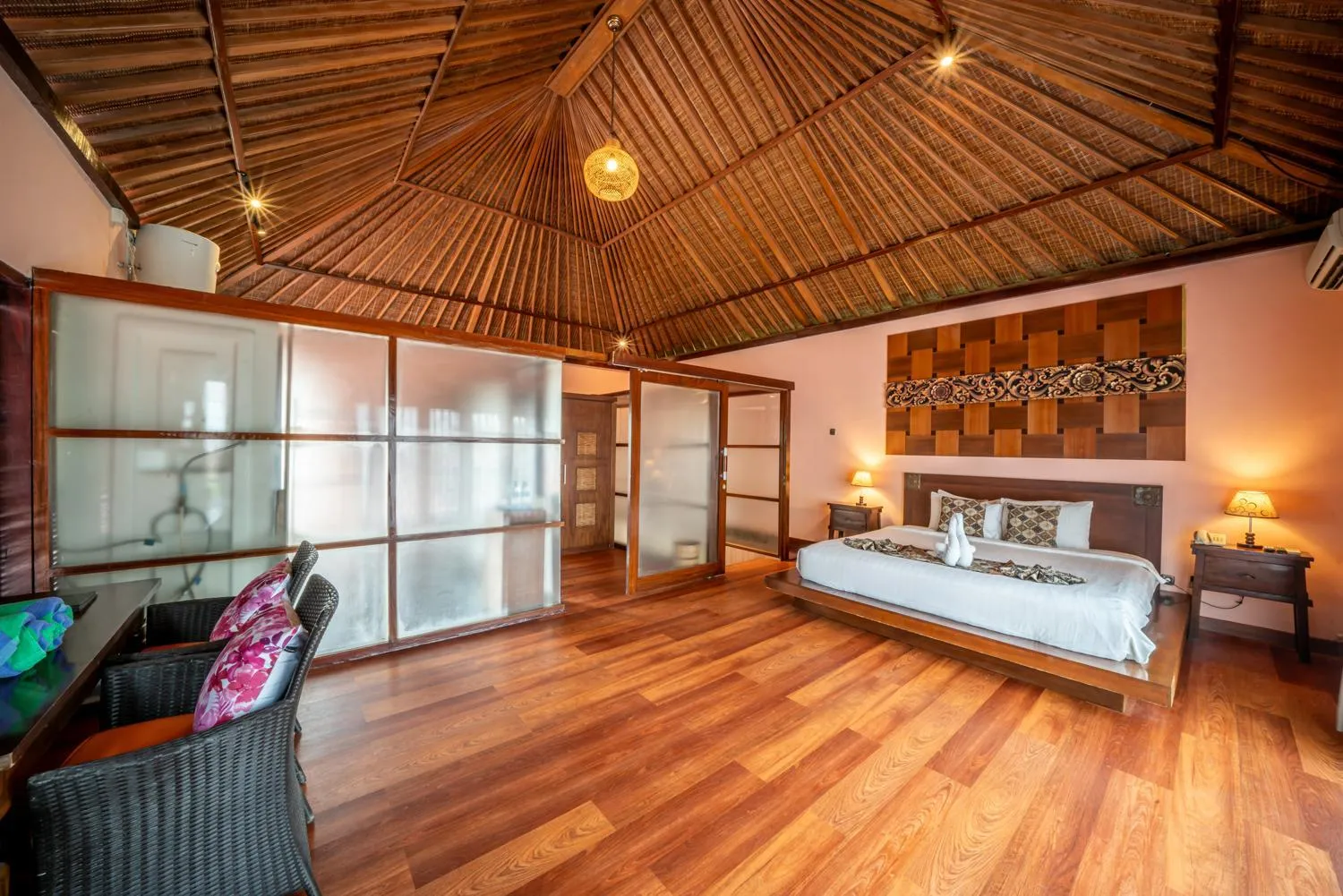 Bed in The Kampung Ubud Villa