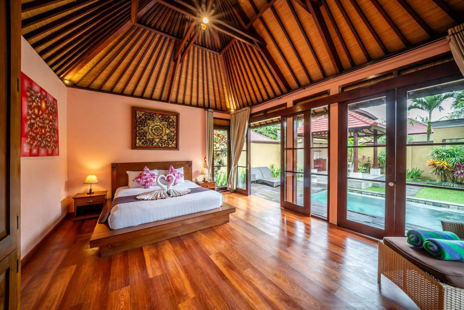 Bed in The Kampung Ubud Villa