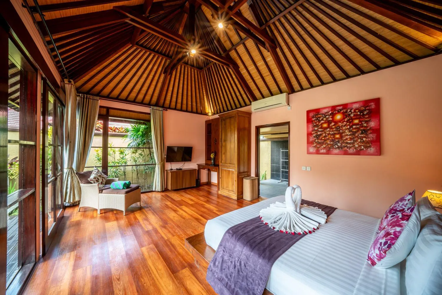 Bed in The Kampung Ubud Villa