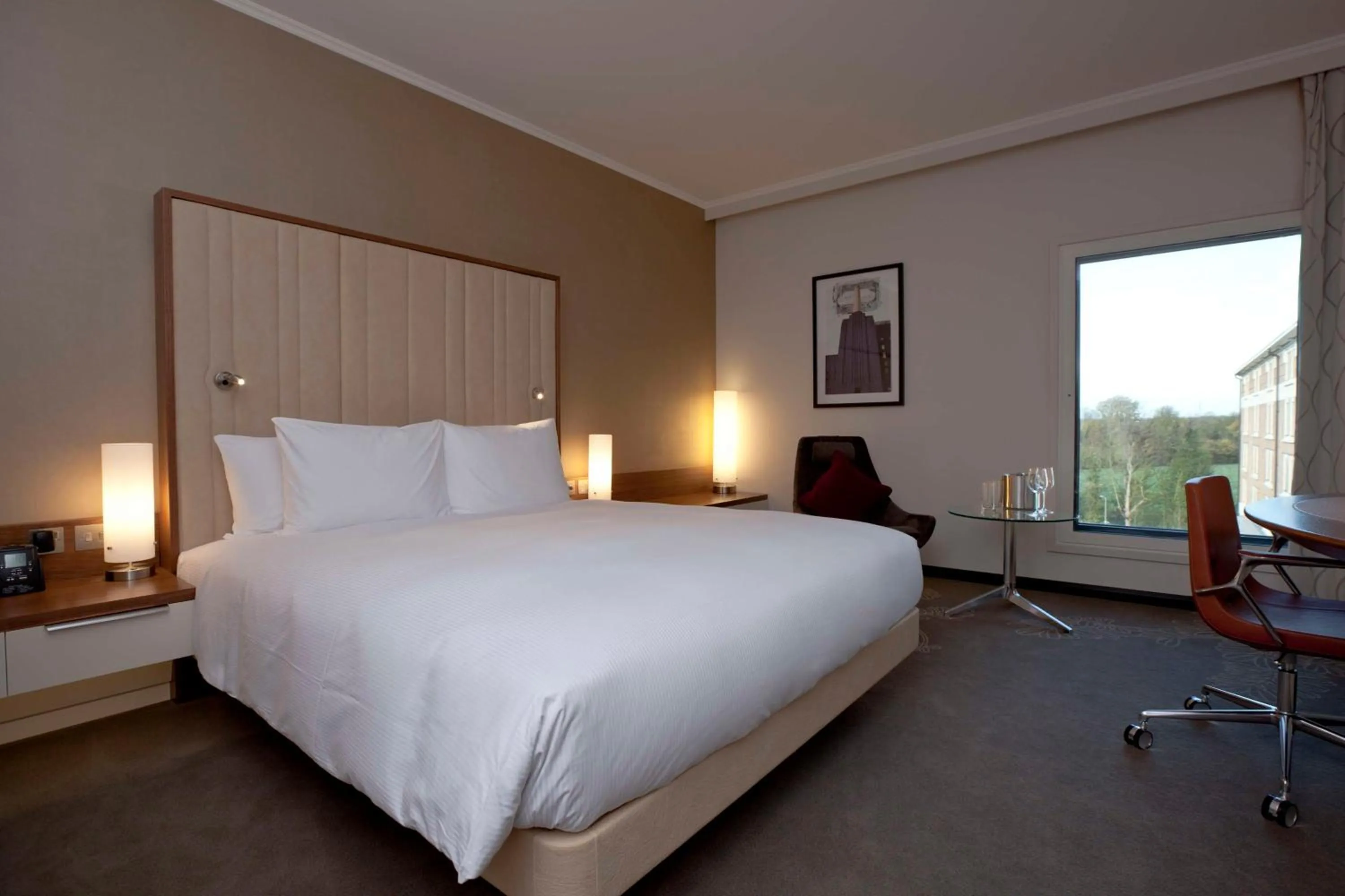 Bed in Hilton London Heathrow Airport Terminal 5