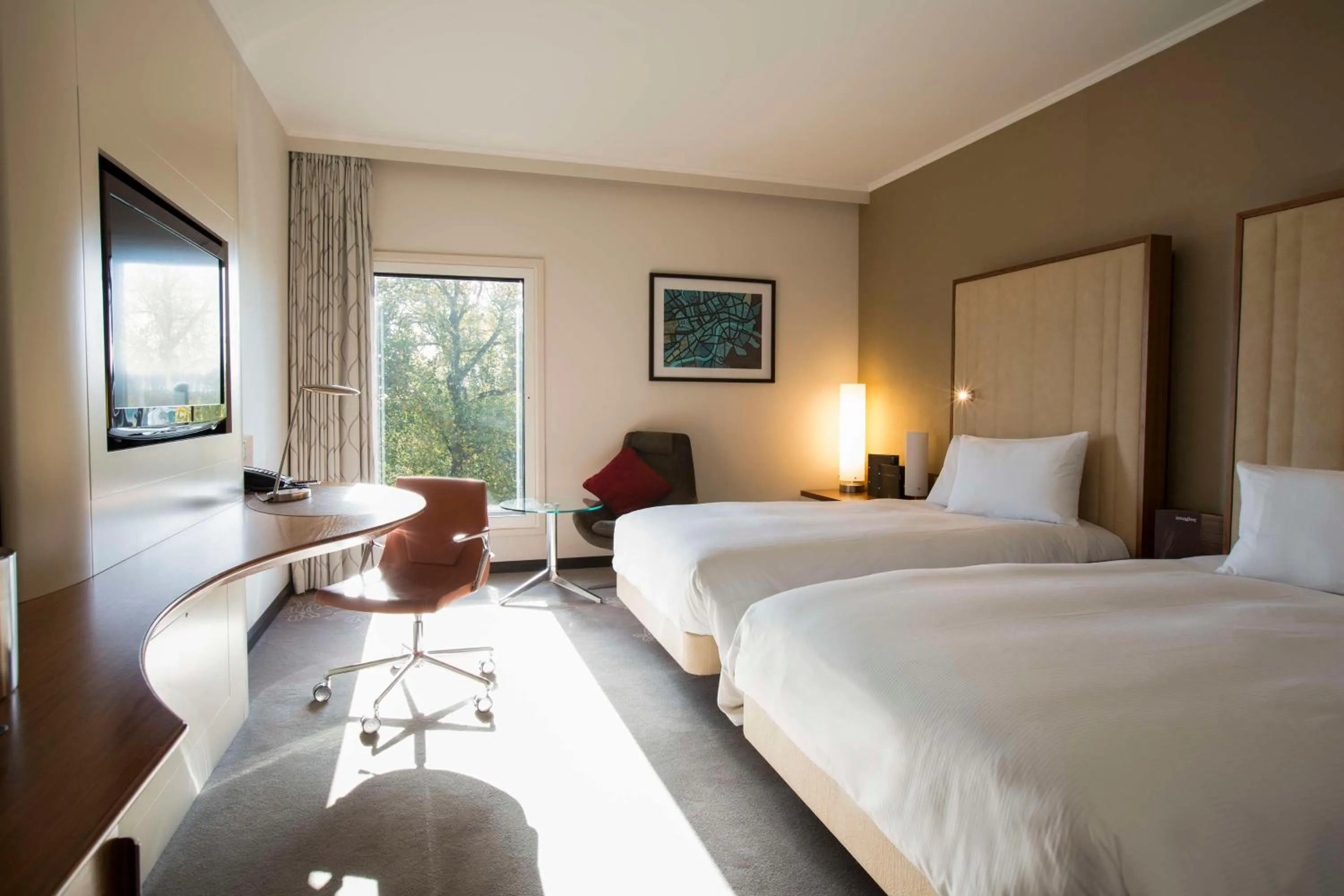 Bed in Hilton London Heathrow Airport Terminal 5