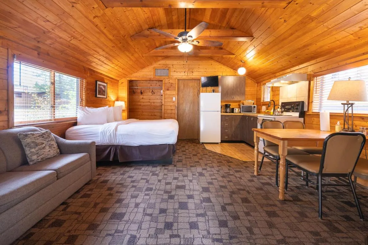 Bed in Castle Mountain Chalets