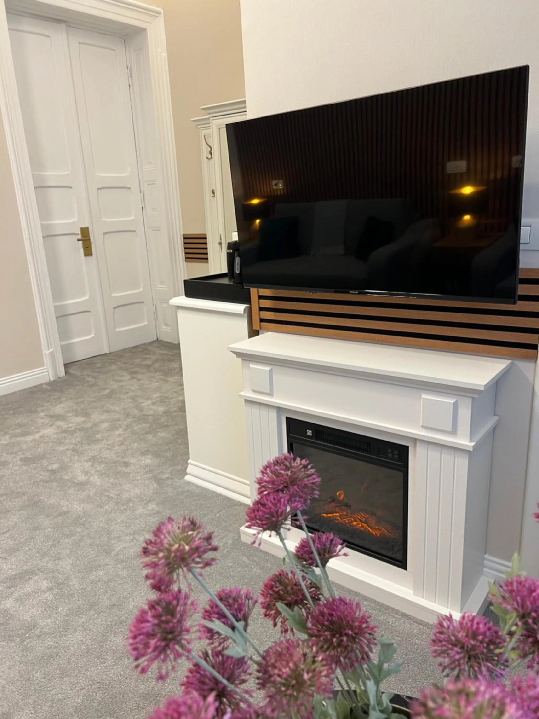 fireplace in Bucharest Downtown Inn