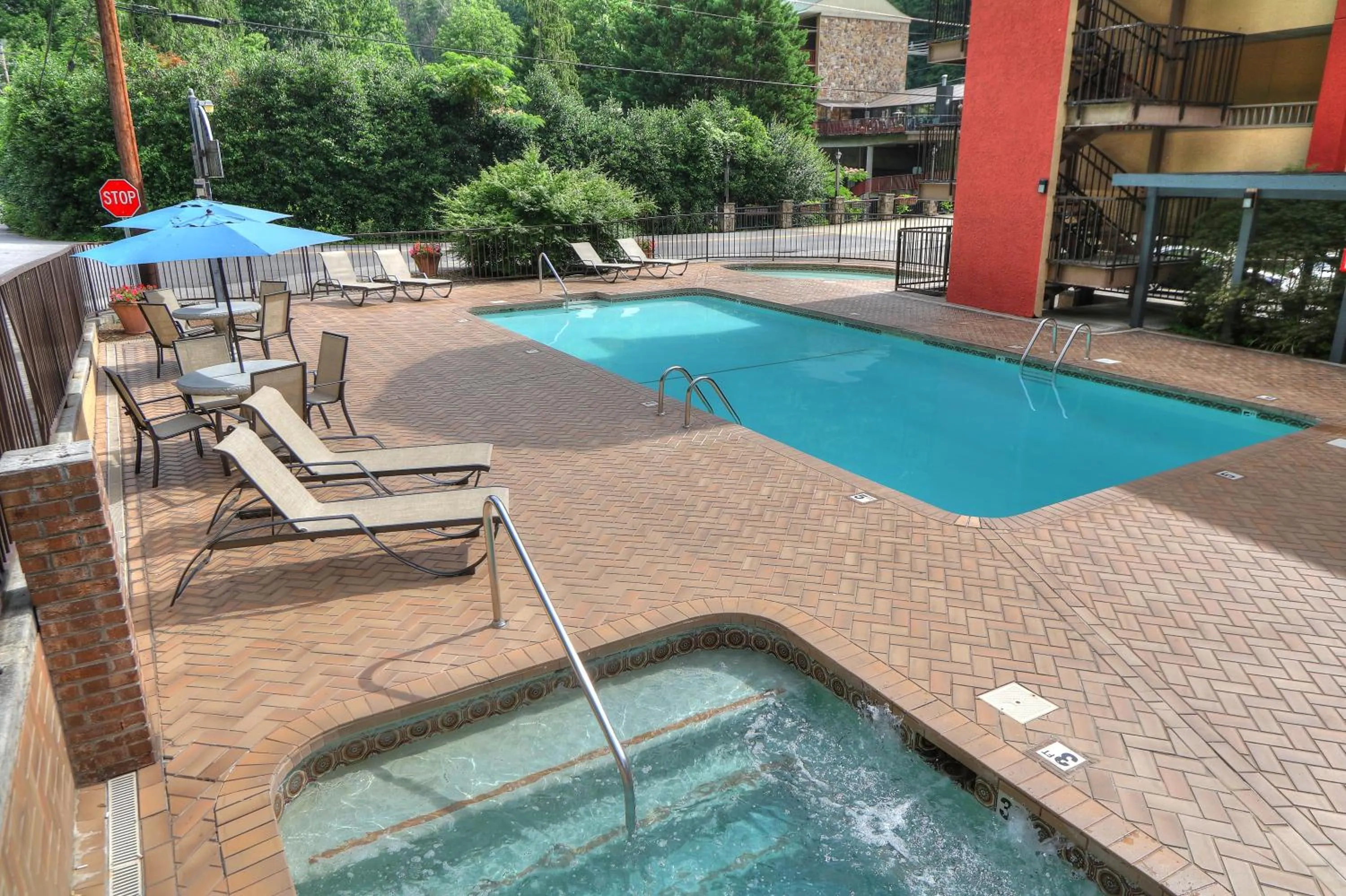 Pool view in Gatlinburg River Inn