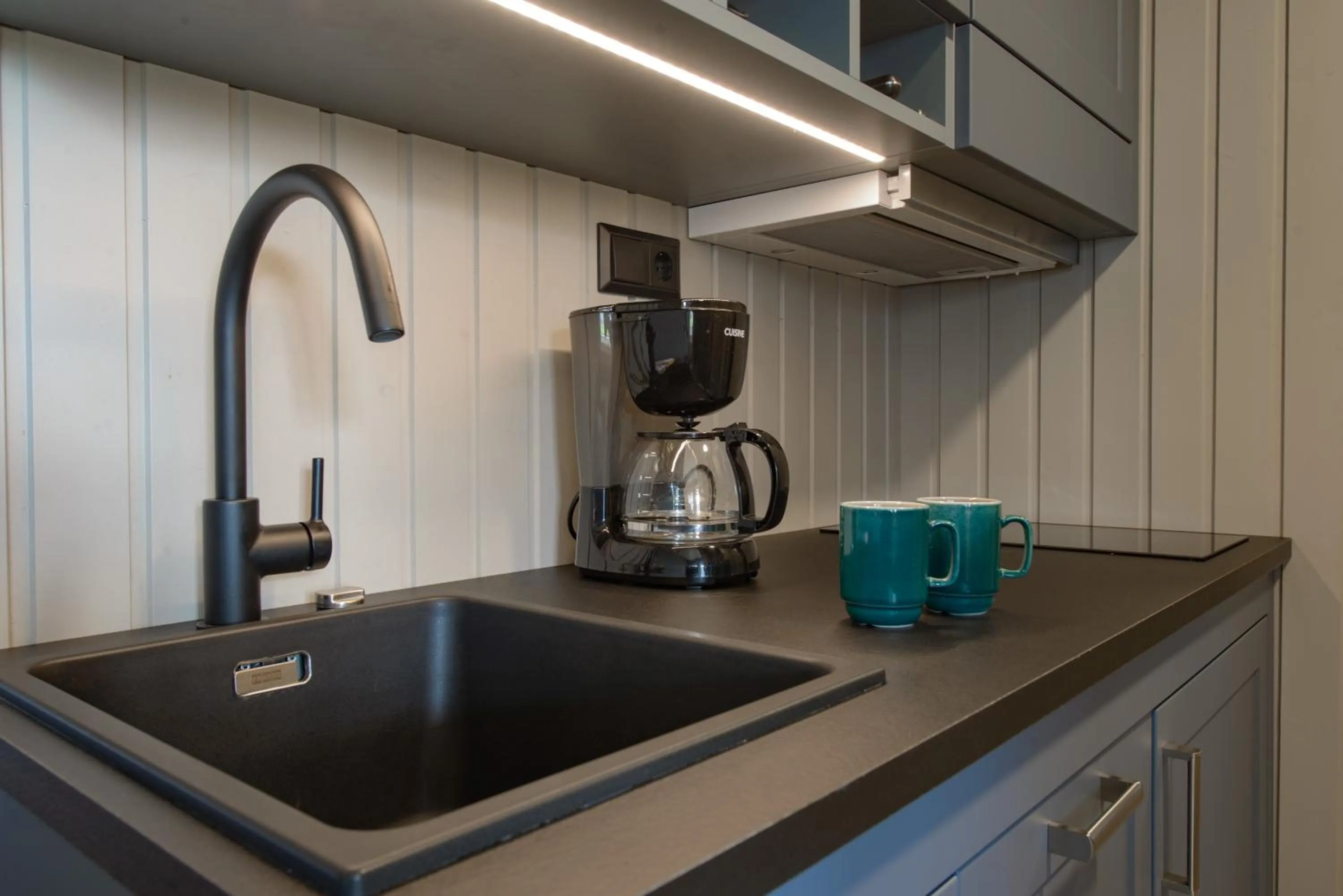 Kitchen or kitchenette in Grønnbuene Rorbu Hotel