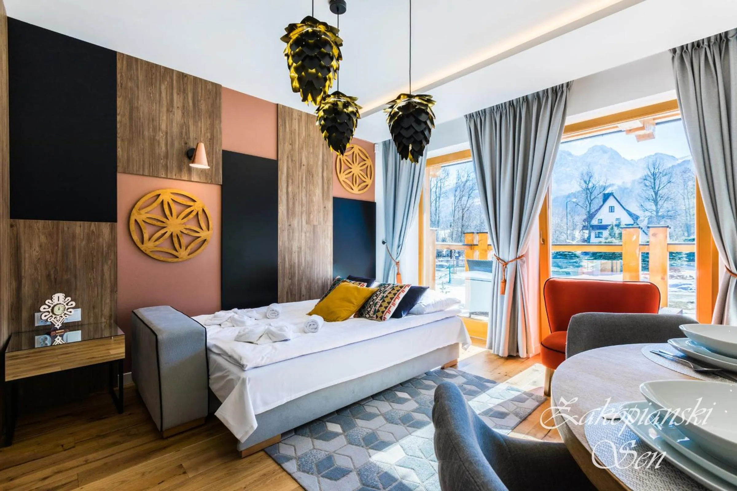 Living room, Bed in Rezydencja Zakopiańska