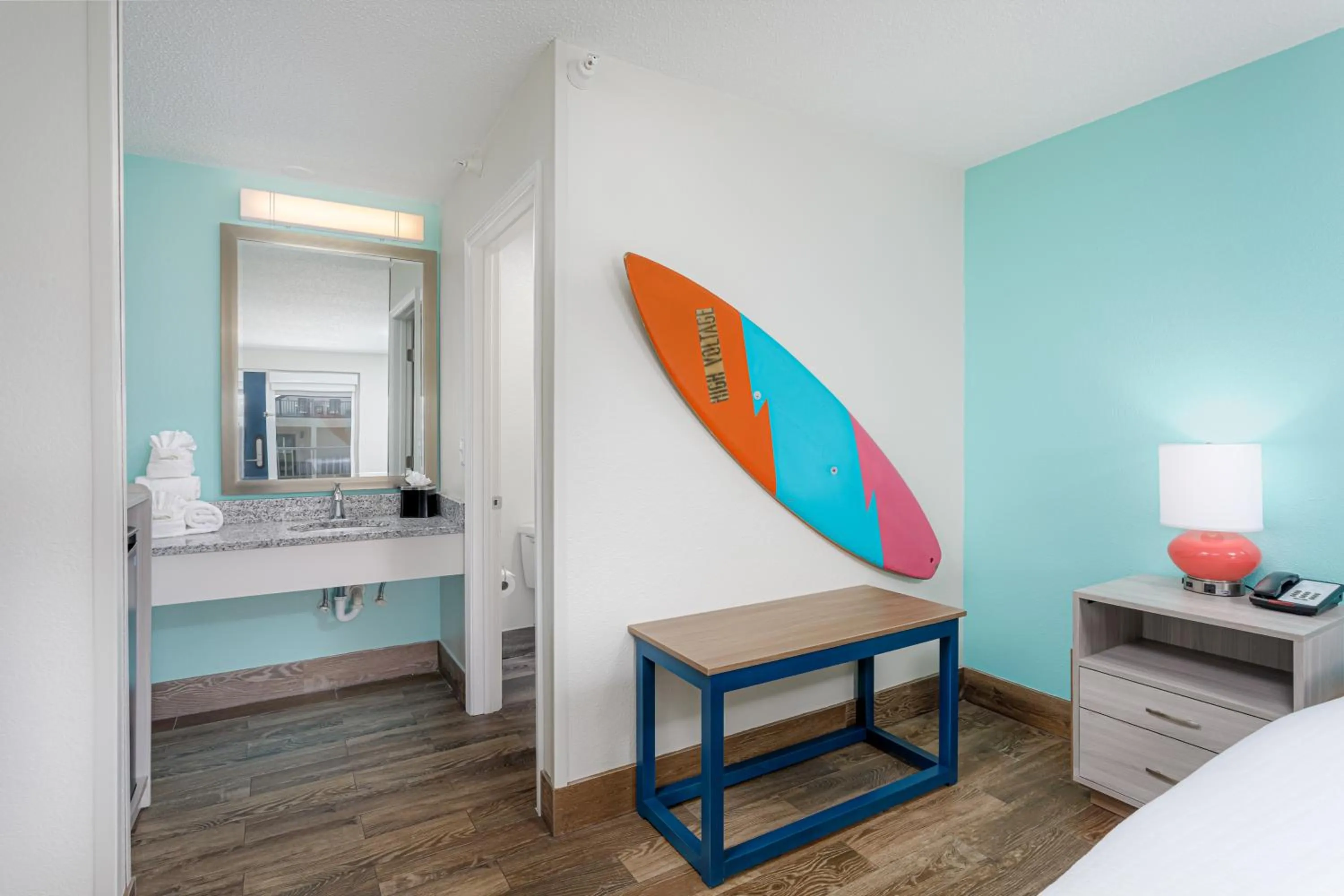 Bed in Surf & Sand Hotel