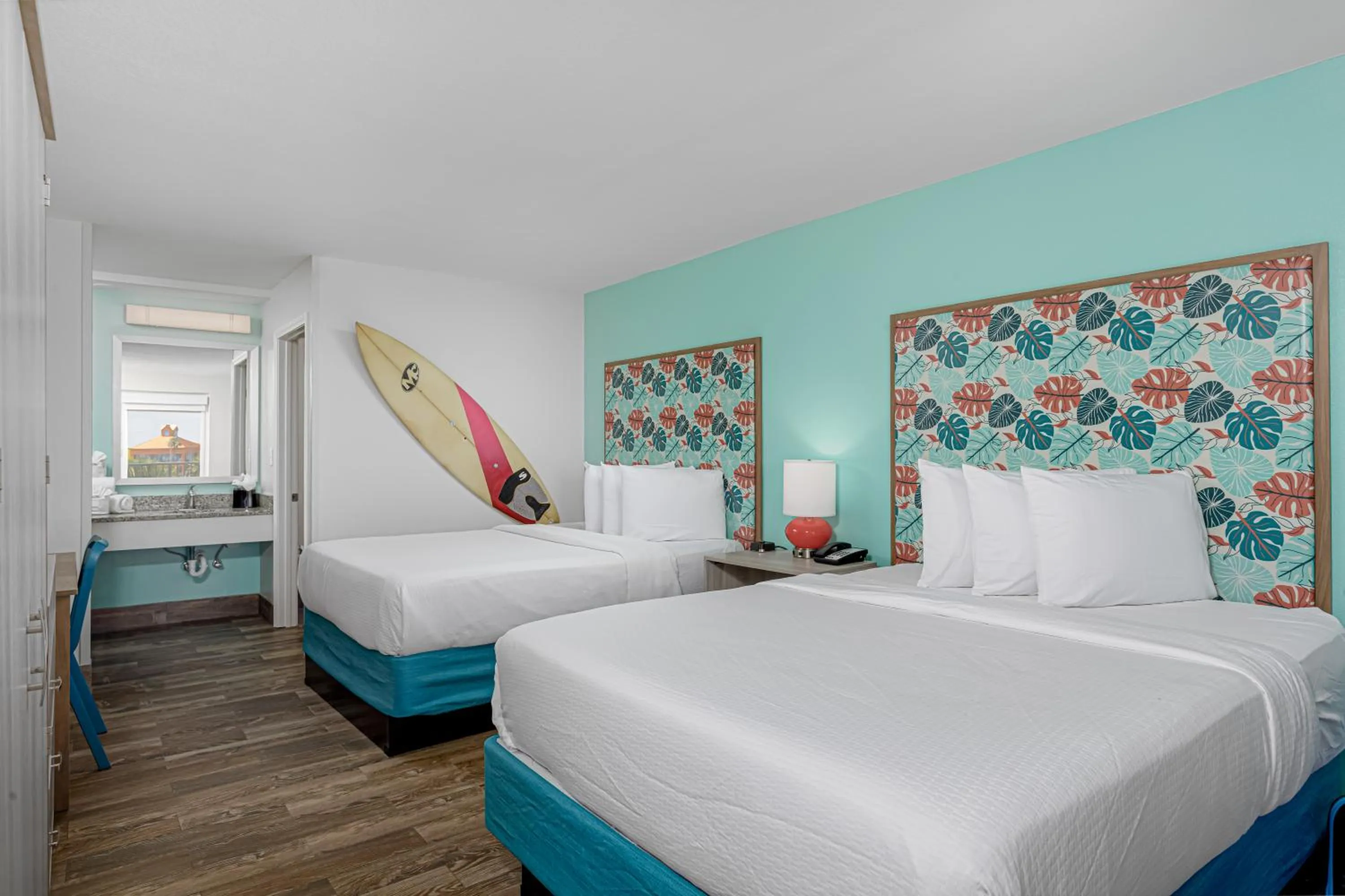 Bed in Surf & Sand Hotel