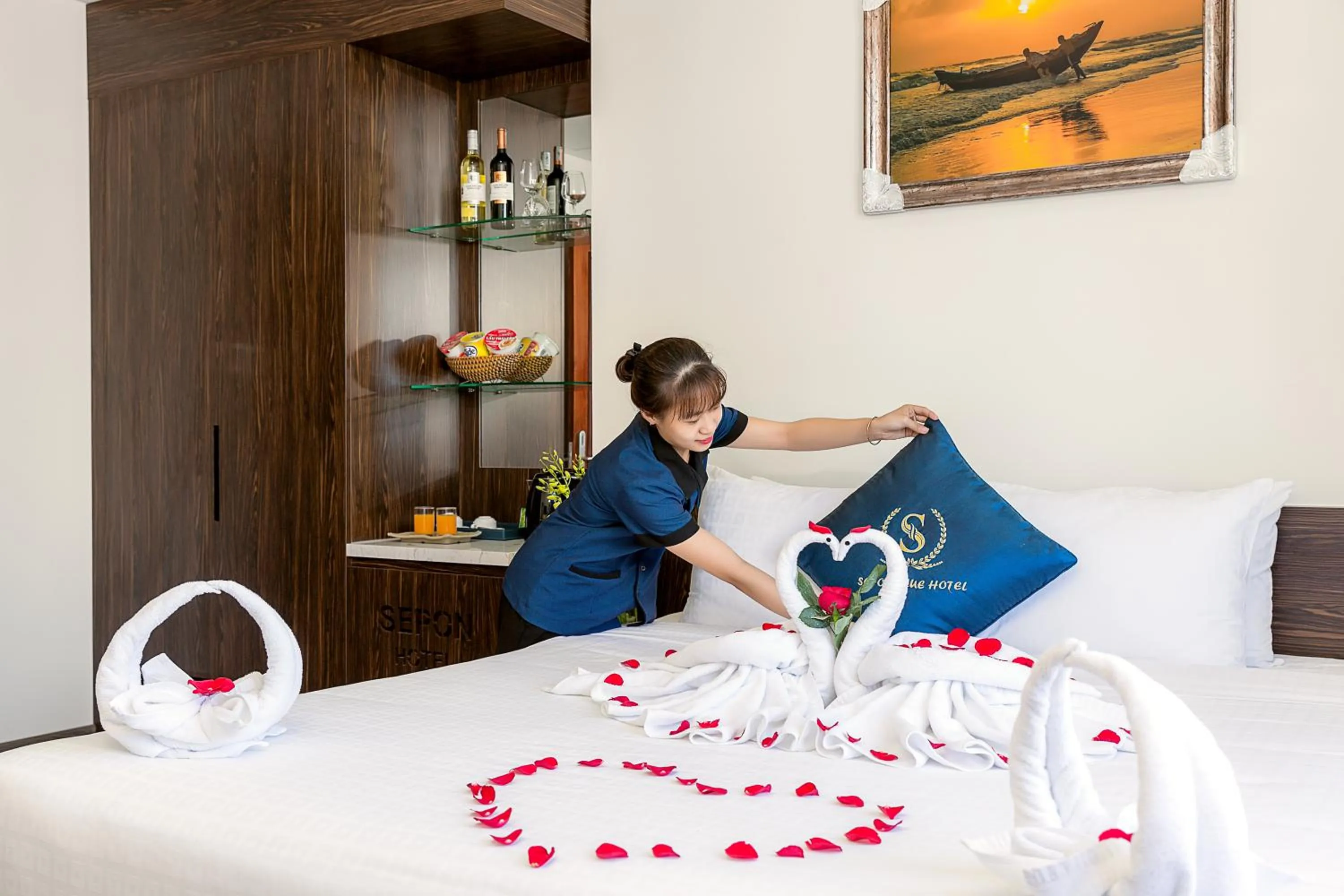 Bed in Sepon Blue Hotel