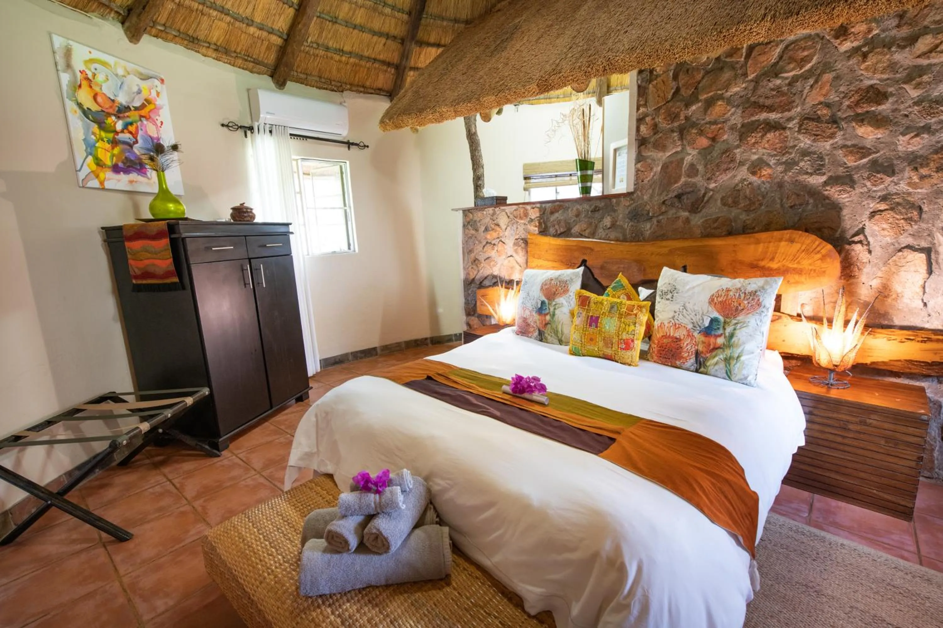 Bed in Blyde River Wilderness Lodge