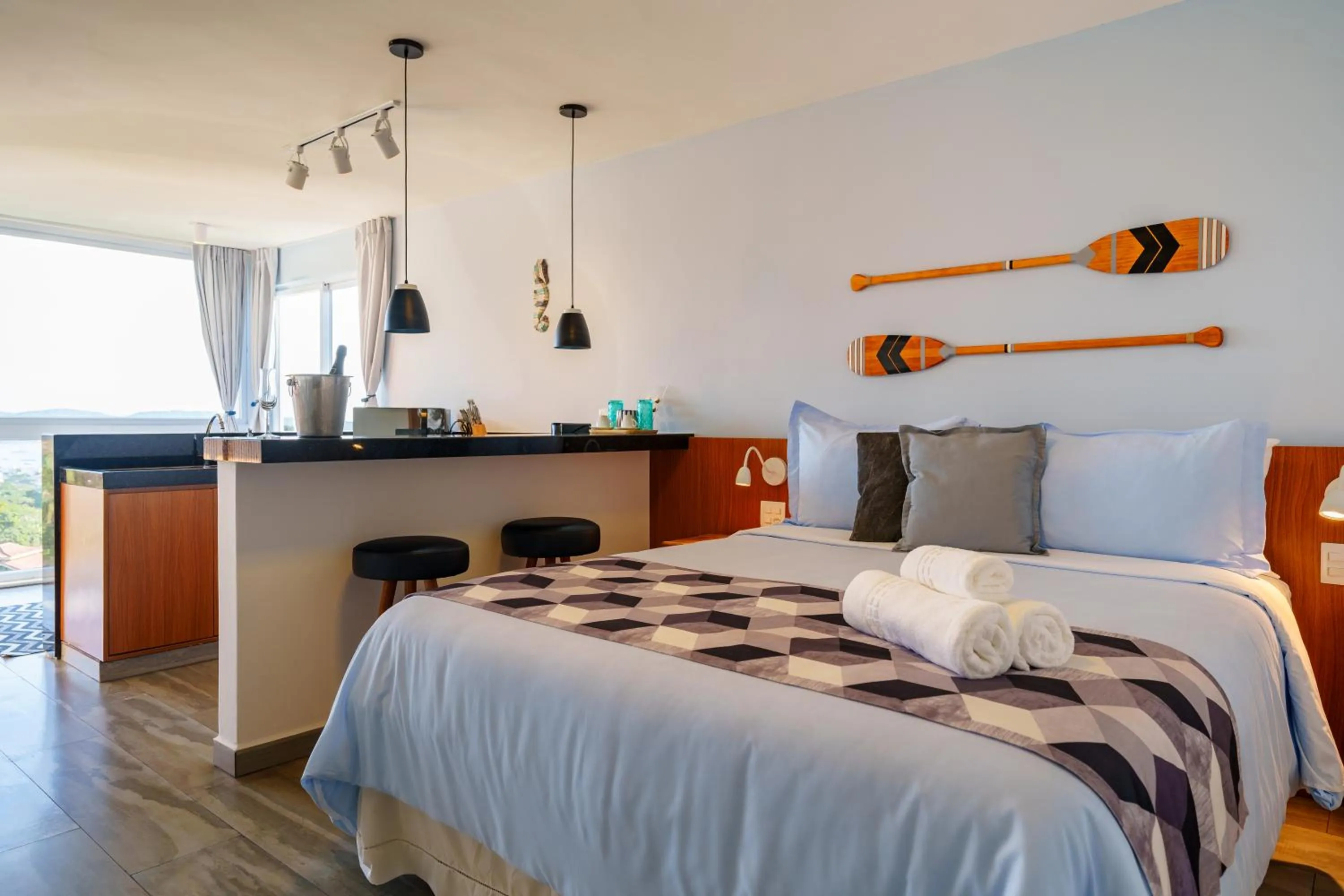 Bed in Pousada Santorini