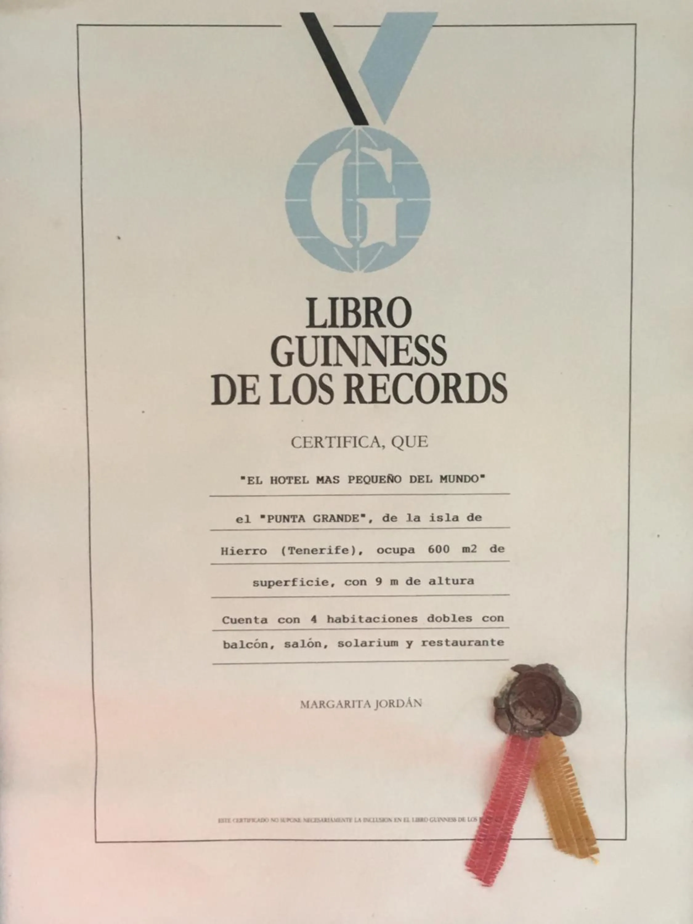 Logo/Certificate/Sign in Hotel Puntagrande