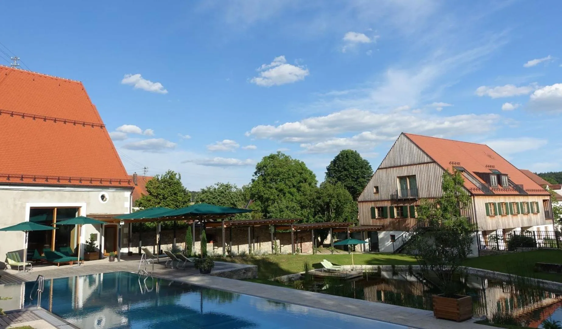 Pool view in Romantik Hotel Zum Klosterbräu