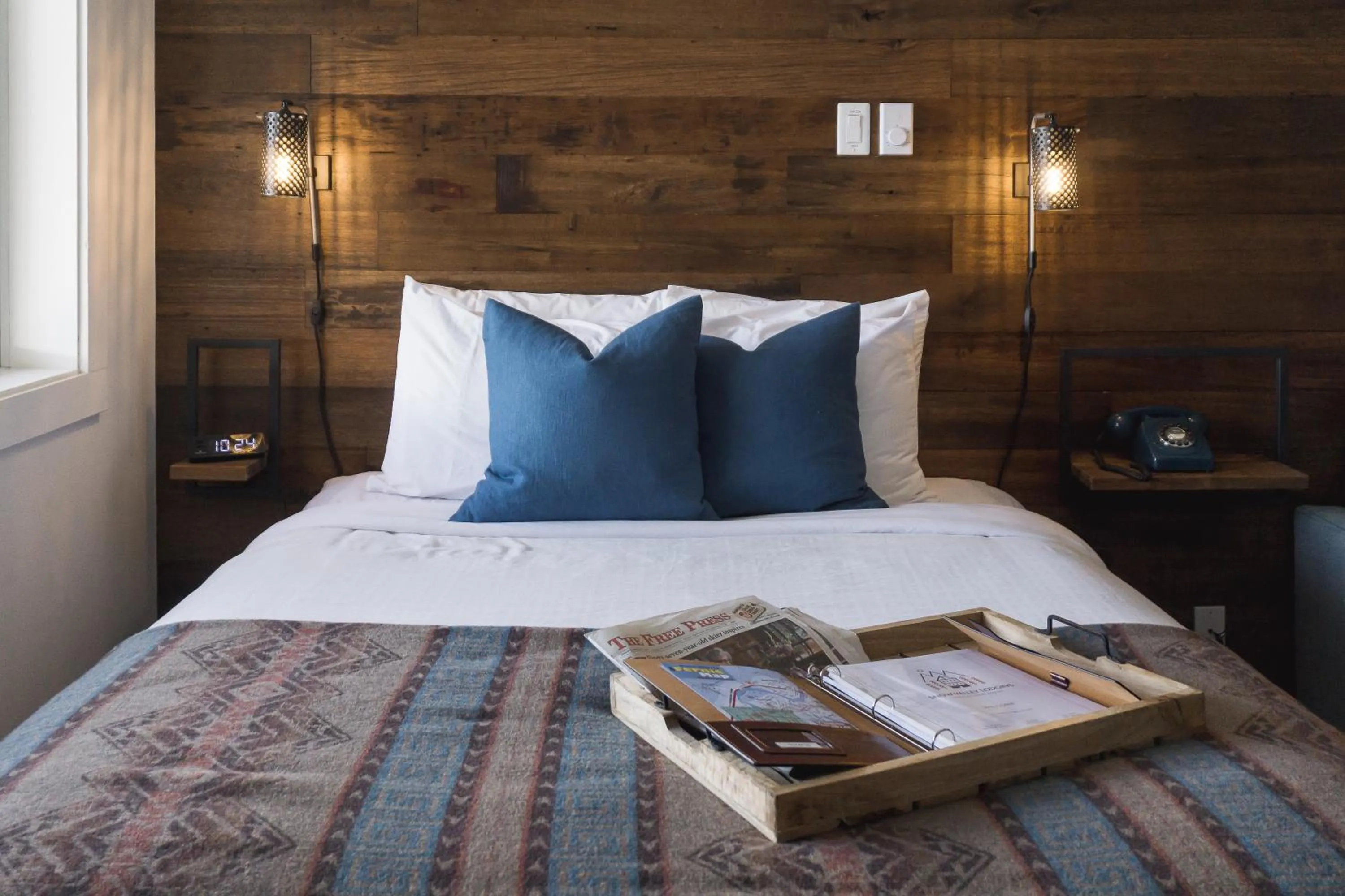 Bed in Snow Valley Lodging