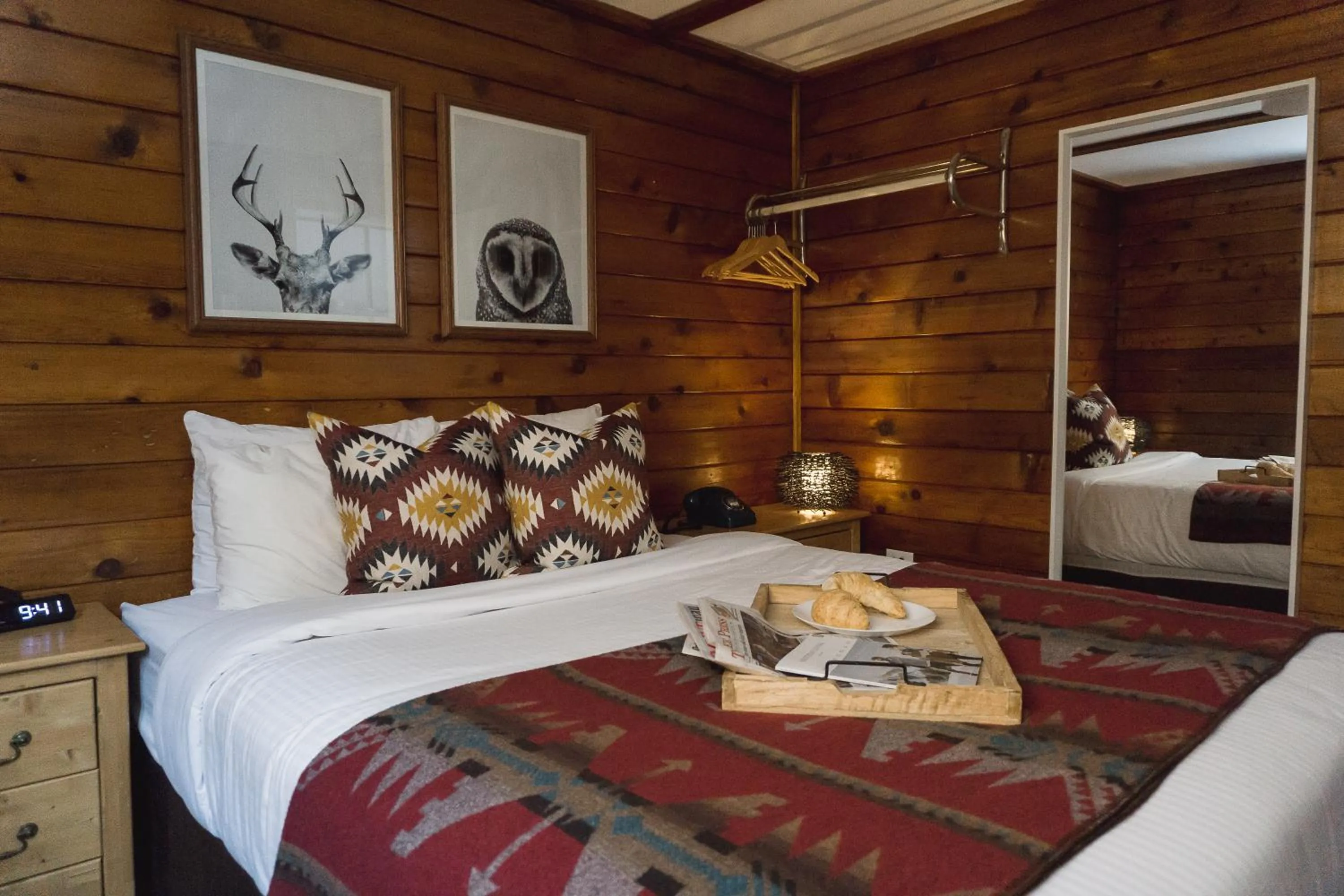 Bed in Snow Valley Lodging