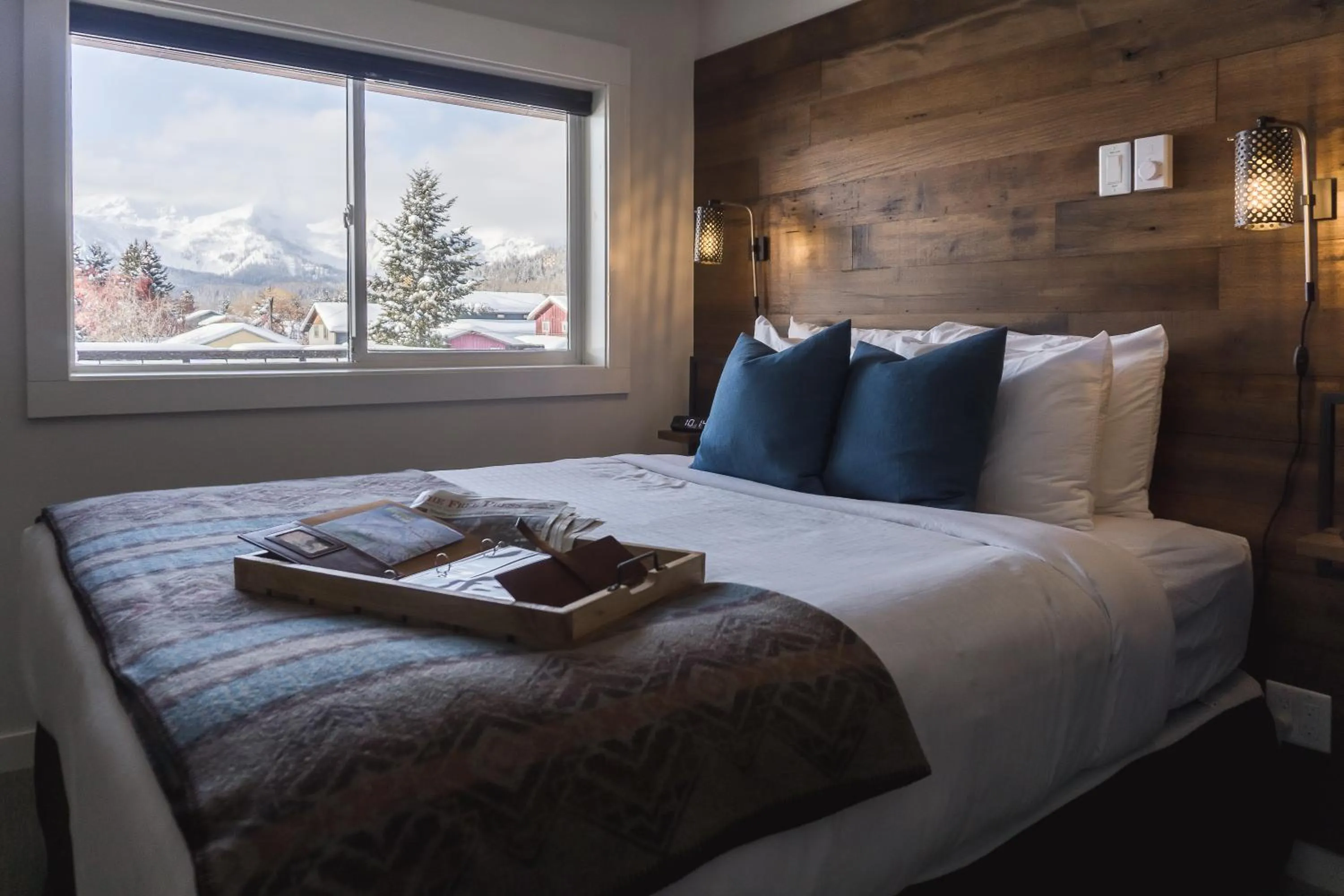 Bed in Snow Valley Lodging